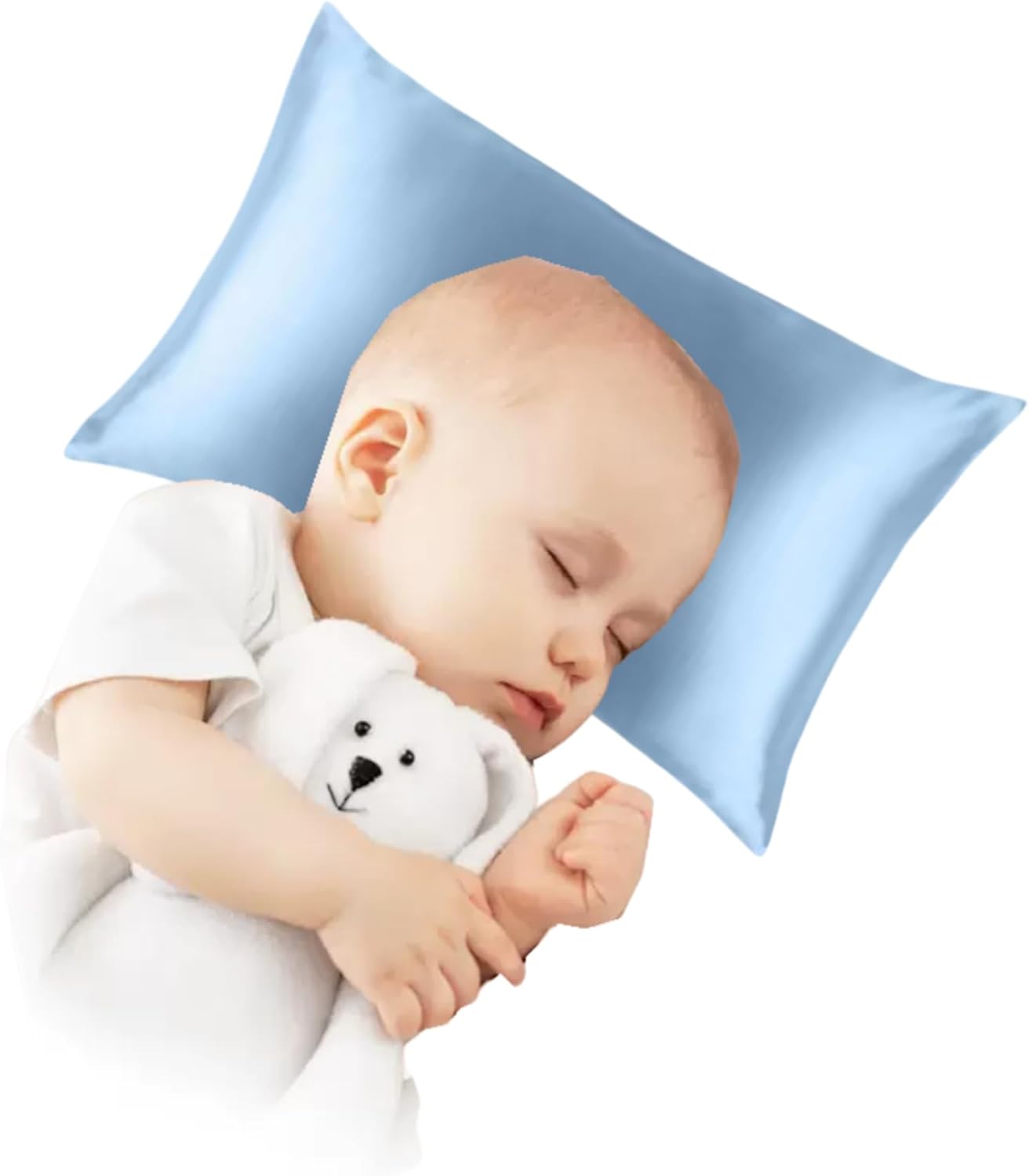 Organic Silk Baby Pillowcase with Zipper, Small 10"x13" Pillow Cover for Boys & Girls, Ideal for Bed & Travel, Soft for Kids Hair & Skin, Hypoallergenic Pillowcases for Toddlers (Blue Grey)