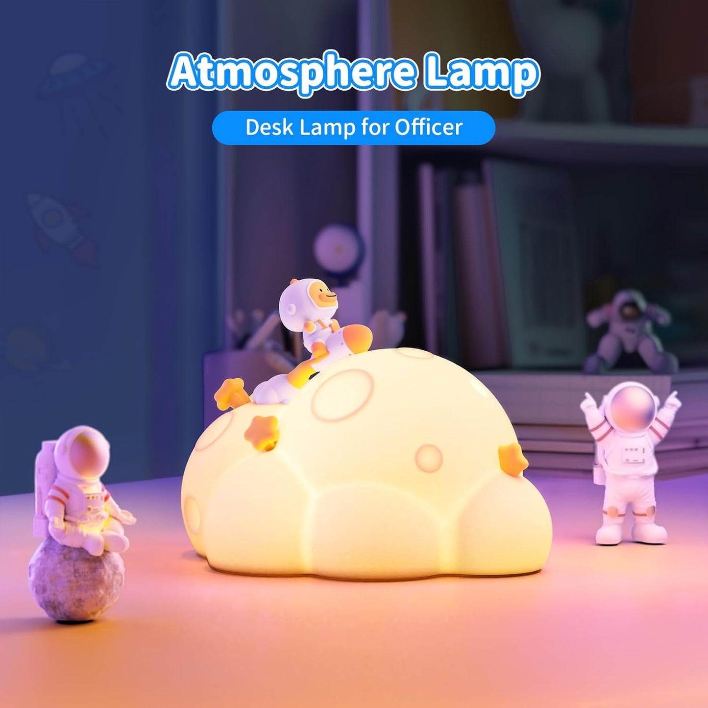 Planet Night Light for Kids, 3 Lightness Auto-Off LED Rechargeable Silicone Squishy Tap Control Beside Lamp, Nursery Night Light for Baby,Gift for Child,Boys and Girls