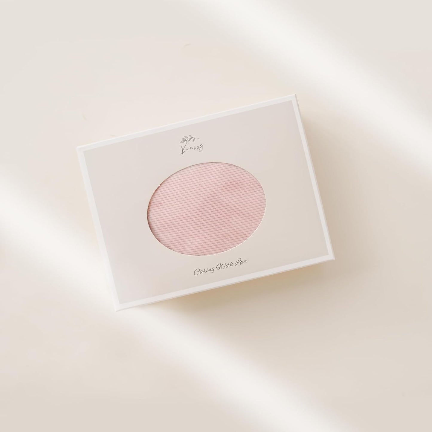 Konssy Knit Baby Blanket 2 Pack, Soft Ribbed Swaddle Receiving Blankets for Boys & Girls, Lightweight Cozy Swaddling Wrap for Newborns, Infants, & Toddlers, 33x42 Inch (Pink,Beige)