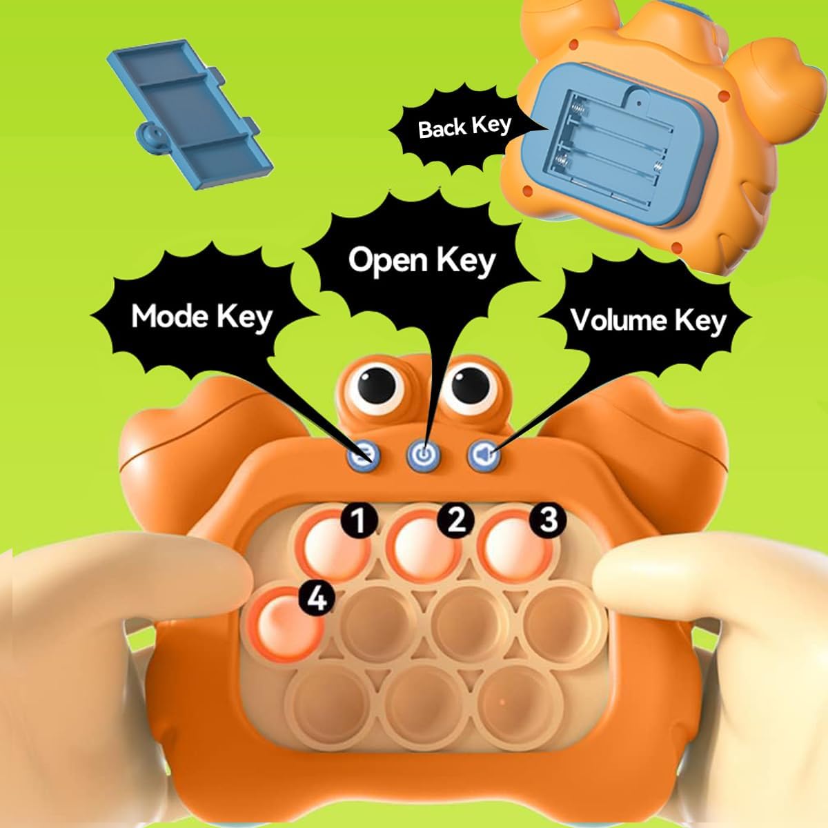 Puzzle Pop Light Up Game Fidget Travel Games /Travel Sensory Fidget Toys Popular Handheld Games for Teenagers Anti Anxiety Autism Relief Birthday Party Gift(Crab Orange)