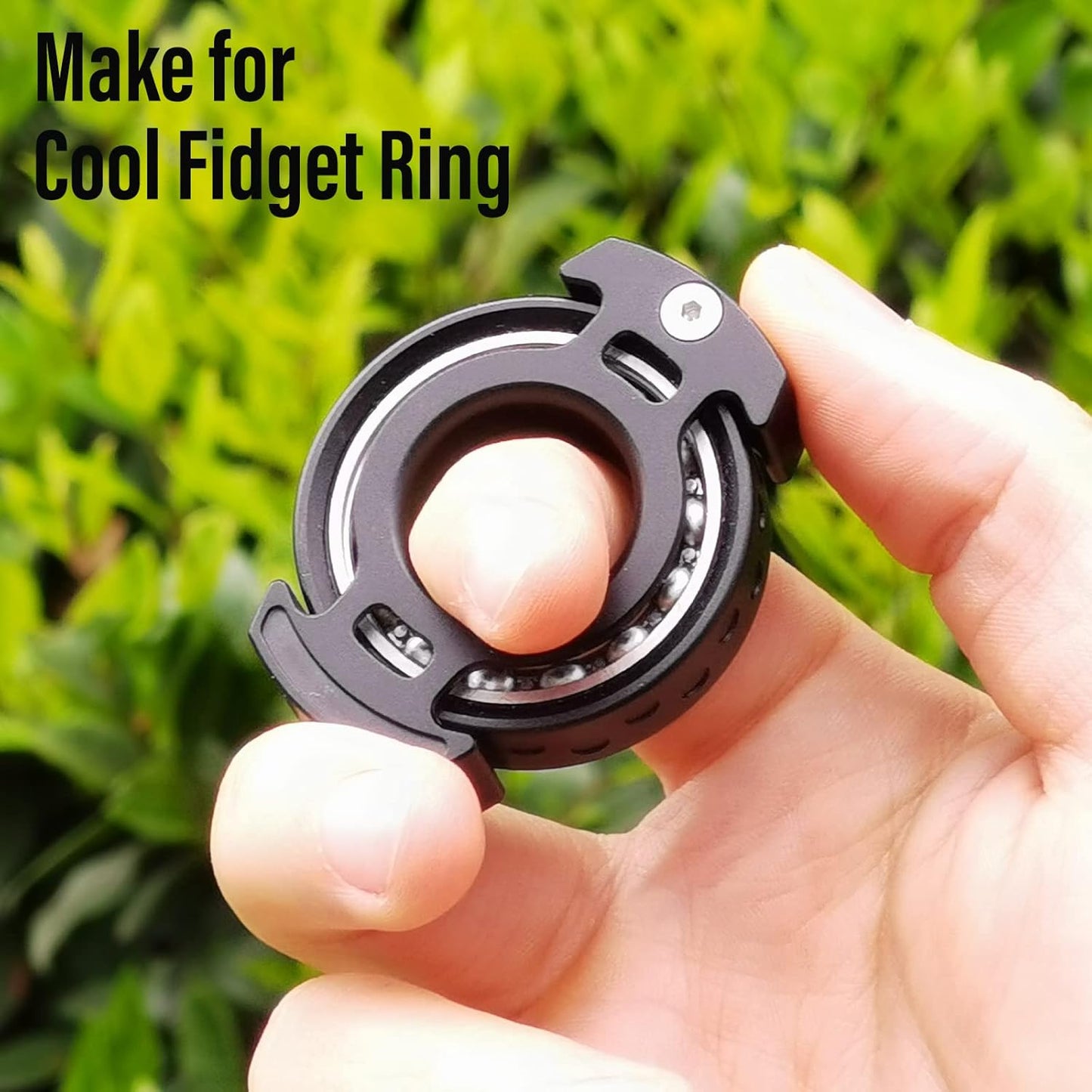 FREELOVE Ring Fidget Spinner for Adults, Men Finger Haptic Roller, Small Metal Clicker Toys, Ball Bearing, Black Fingears Spinning EDC for Anxiety Stress