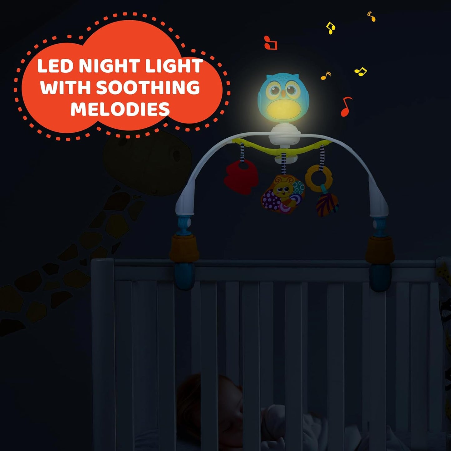 Baby Stroller Arch Toy with Relaxing Music & Lights - Adjustable Activity Arch & Play Accessories - Baby Bouncer Toy Bar, Carseat, Crib, Stroller Hanging Toys for Infants 0 Months Old & Up