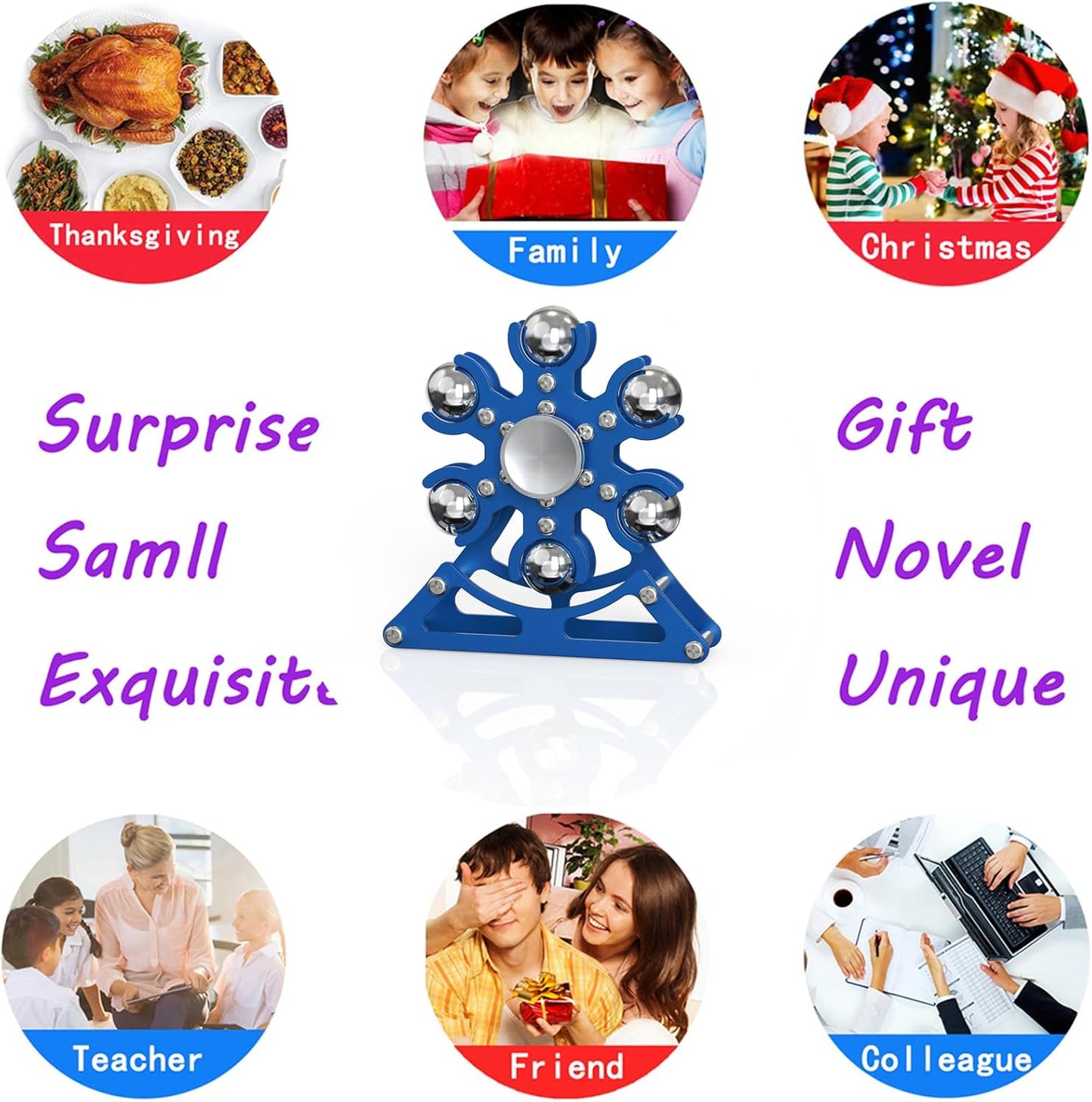 Desk-Fidget-Toys for Ferris-Wheels-Spinner: 4mins Kinetic-Metal-Spinner, Cool-Gadgets-Stuff for Kid Children Teen Adult EDC-Toy, ADHD Tools Stress Relief for Office Home School Men Woman Christmas