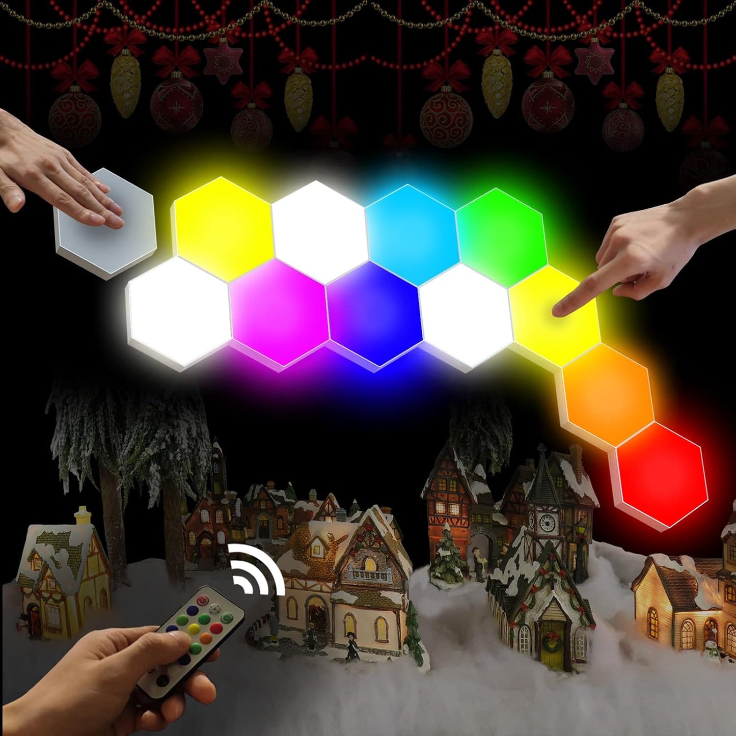 Hexagonal Wall Light Modular Touch Sensitive Lights Creative Geometry Assembly LED Hexagon Lights Suitable for Iving Room,Bedrooms,DIY Lovers, Gifts (10 Pack)