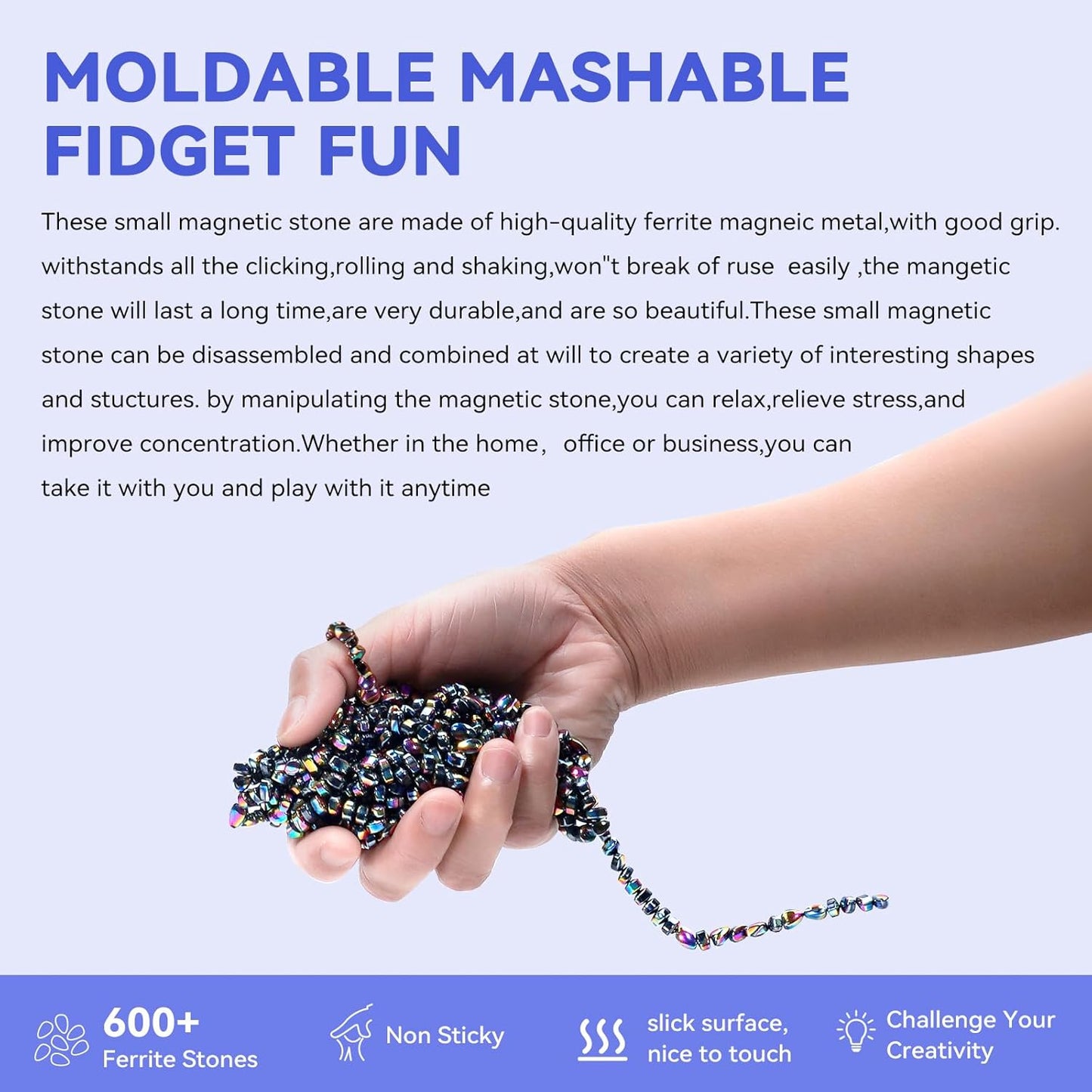 Magnetic Balls Fidget Toys Adults 600 PCS Mini Magnetic with Four Big Magnetic Putty Desk Toys,Fidget Toys for Adults, Office Desk Toys(Colorfully)