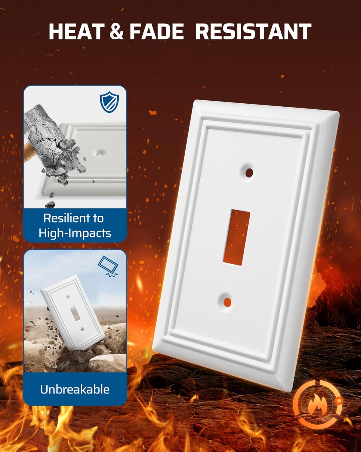 DEWENWILS Single Toggle Wall Plates, White Metal Light Switch Cover Plates, 4.92" x 3.14" Outlet Wall Plates, Switch Plate Covers for Home Decor, 2 Pack