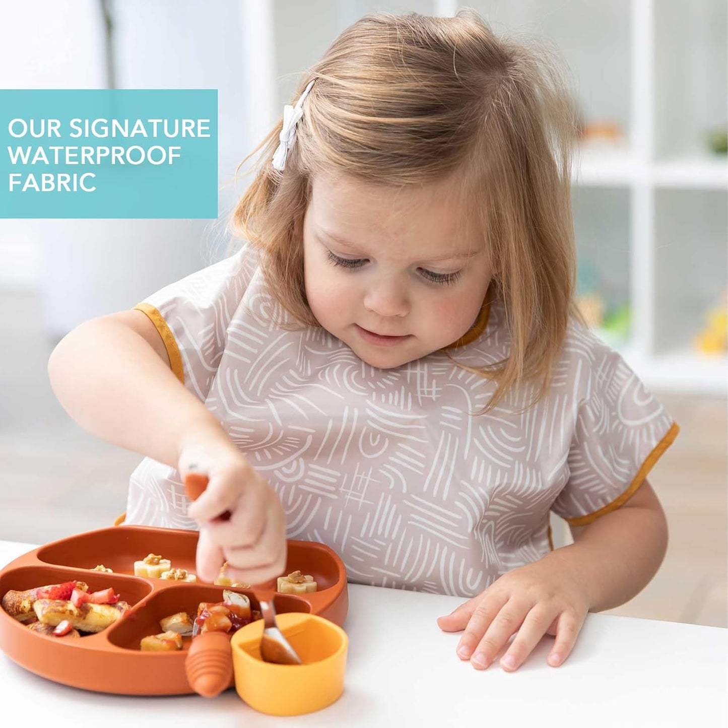 Bumkins Bibs - Toddler Bibs, Waterproof, Large for 1-3 Years, Short Sleeve