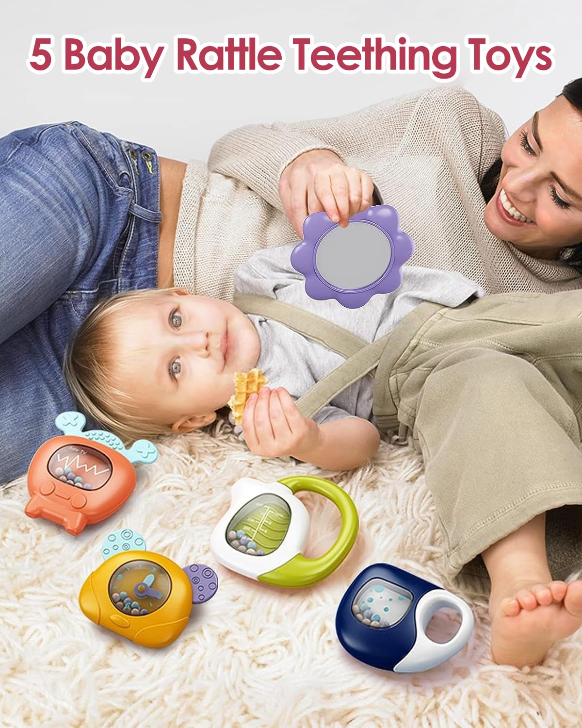 dearlomum Baby Play Mat Baby Gym,Funny Play Piano Tummy Time Baby Activity Mat with 5 Infant Sensory Baby Toys, Music and Lights Boy & Girl Gifts for Newborn Baby 0 to 3 6 9 12 Months (Tiger Pink)