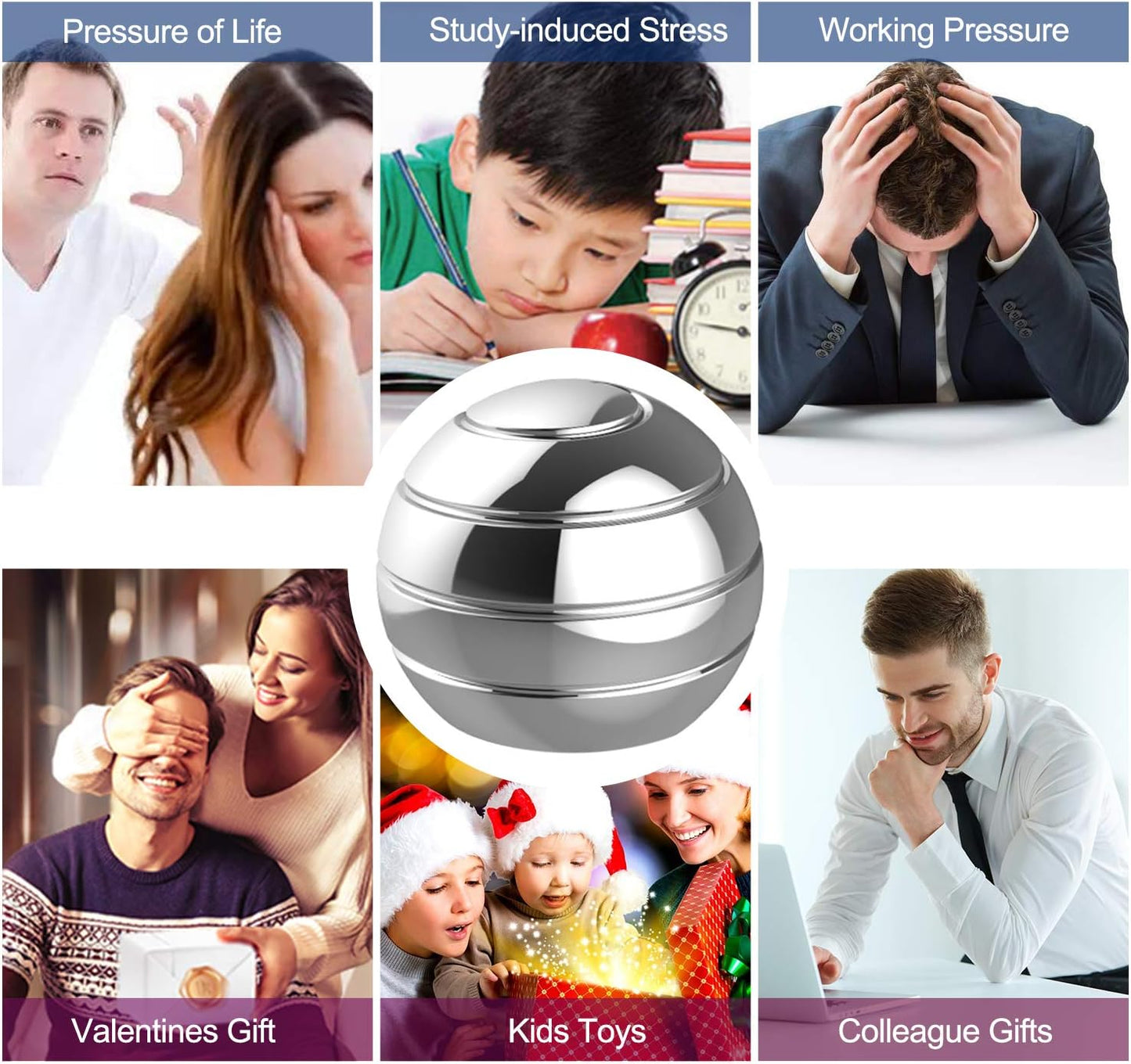 Kinetic Desk Toys,Full Body Optical Illusion Fidget Spinner Ball,Gifts for Men,Women,Kids Size 1.77"