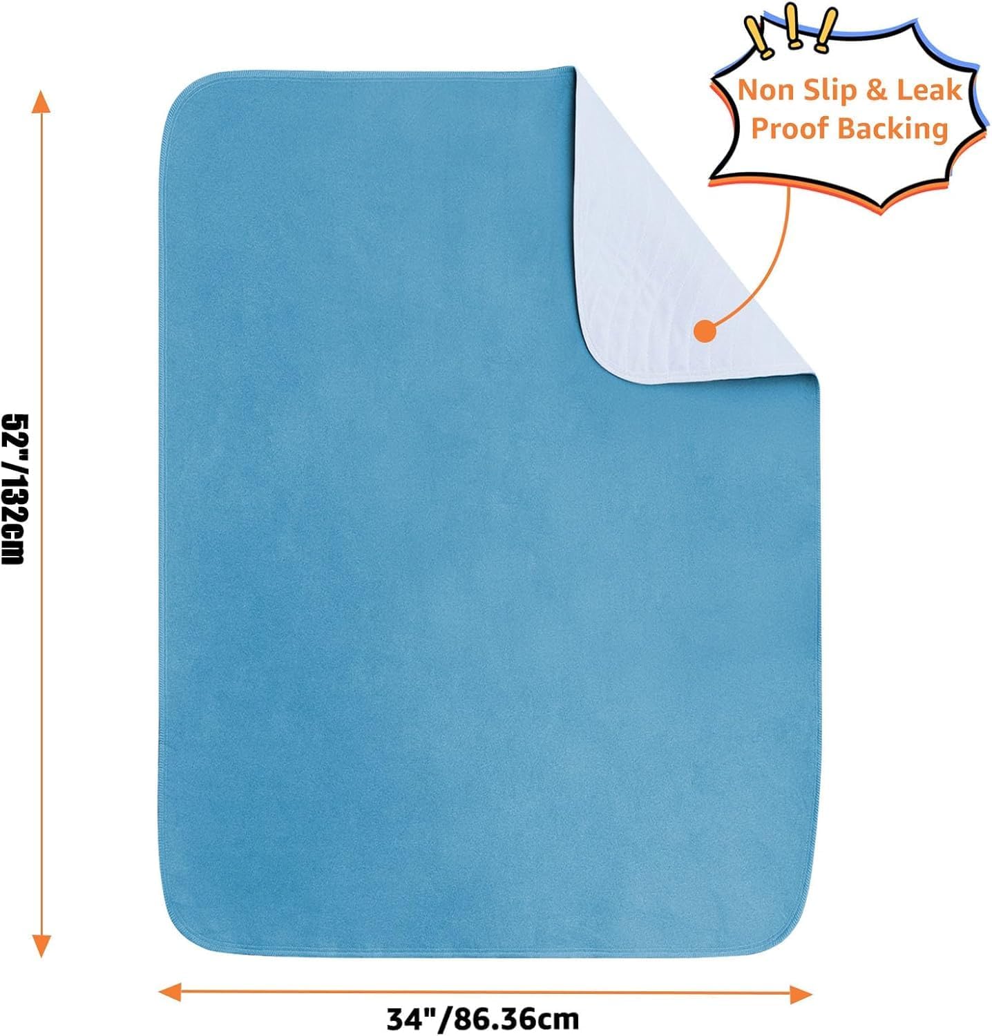 Bed Pad Washable Waterproof,Washable Underpads Incontinence Pads for Kids,Adults,Elderly,Pets,Liquid Absorption Reusable Bedwetting - Waterproof Protective Pad for Bed,Sofa (1 Pack - 34x52)