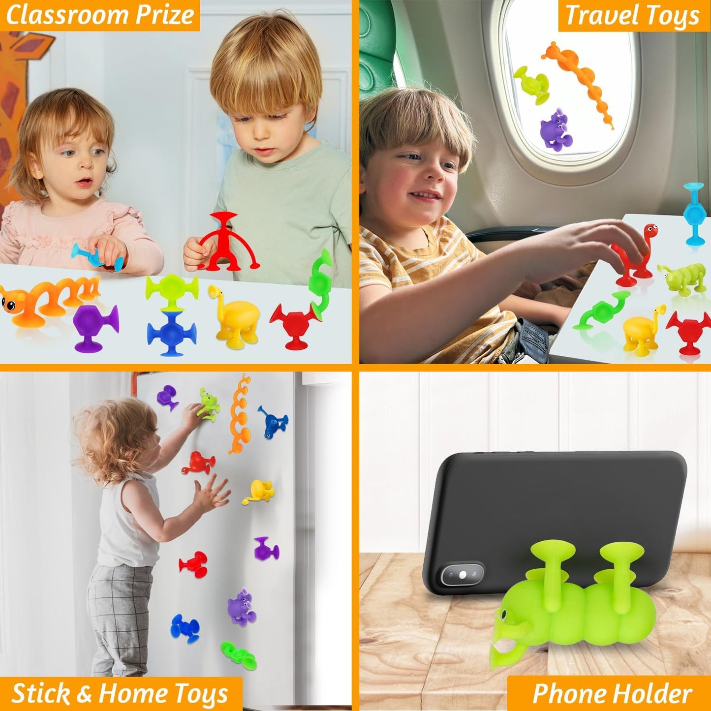 32 PCS Toddler Suction Cup Toys Kids Bath Toy 1-3 3-5 Party Favor Goody Prize Filler Stuffer Gifts for 2+ 3 4 5 6 Year Old Boy Girl Travel Sensory Fidget Window Water Table Toy with Eggshell Storage