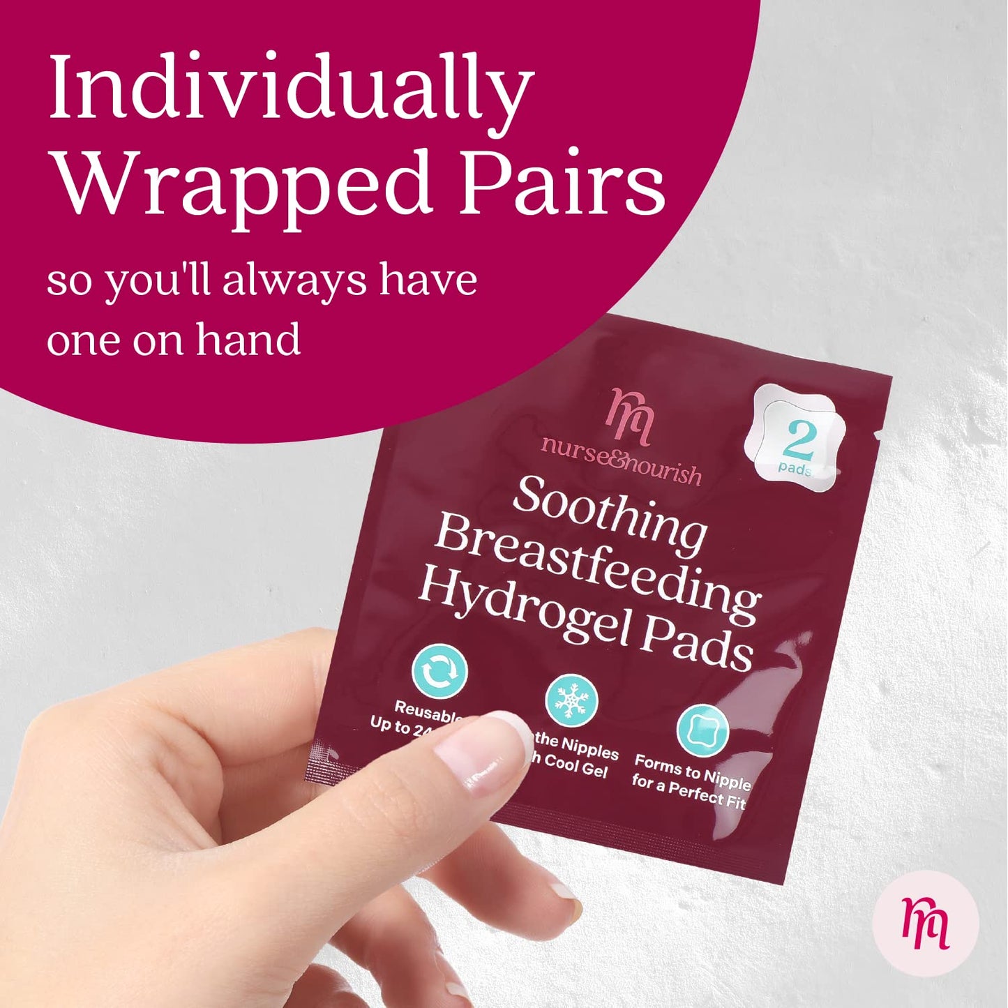 Nurse & Nourish 8-Pack Hydrogel Pads for Breastfeeding Soreness Support - Reusable, Easy-Apply Adjustable Soothing Gel - Nipple Shields for Breastfeeding Newborn