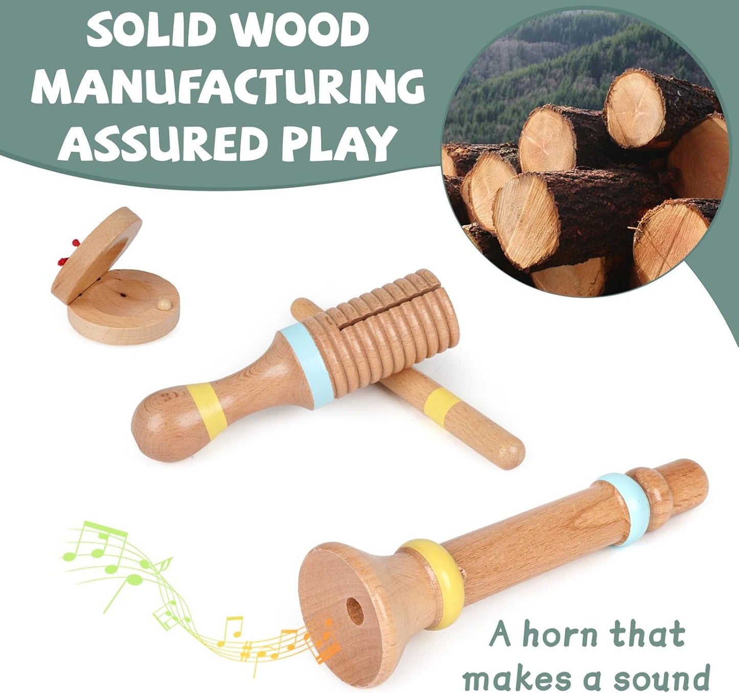 Toddler Musical Instruments Set Wooden Musical Toys for Kid Wood Percussion Instruments Set Natural Wood Musical Instruments for Kids Preschool Educational Early Learning Musical Set for Boys Girls