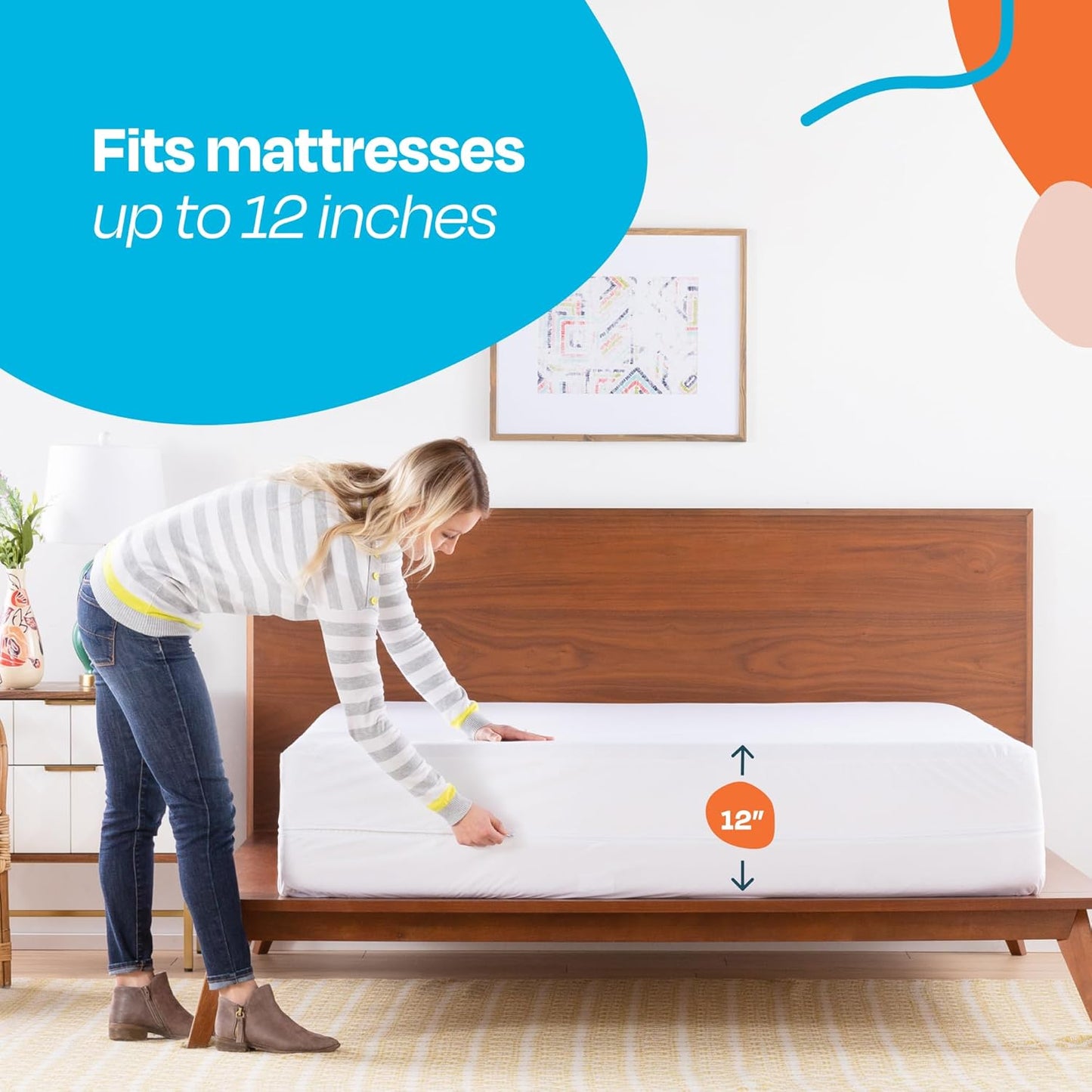 Linenspa Zippered Mattress Encasement – California King Size Waterproof Mattress Protector – Quiet Cover & Complete protection – Dorm Room Essentials, White