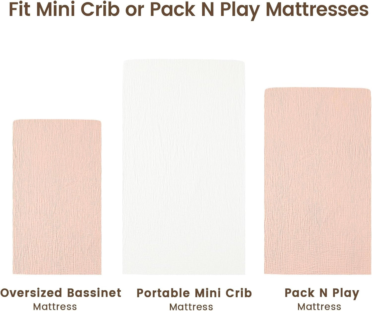 david's kids Muslin Mini Crib Sheets, 2 Pack Cotton Pack N Play Sheets for Boys Girls Neutral, Soft Breathable Baby Sheets Fit Pack N Play, Playard and Mini Crib Mattresses, Snow White & English Rose