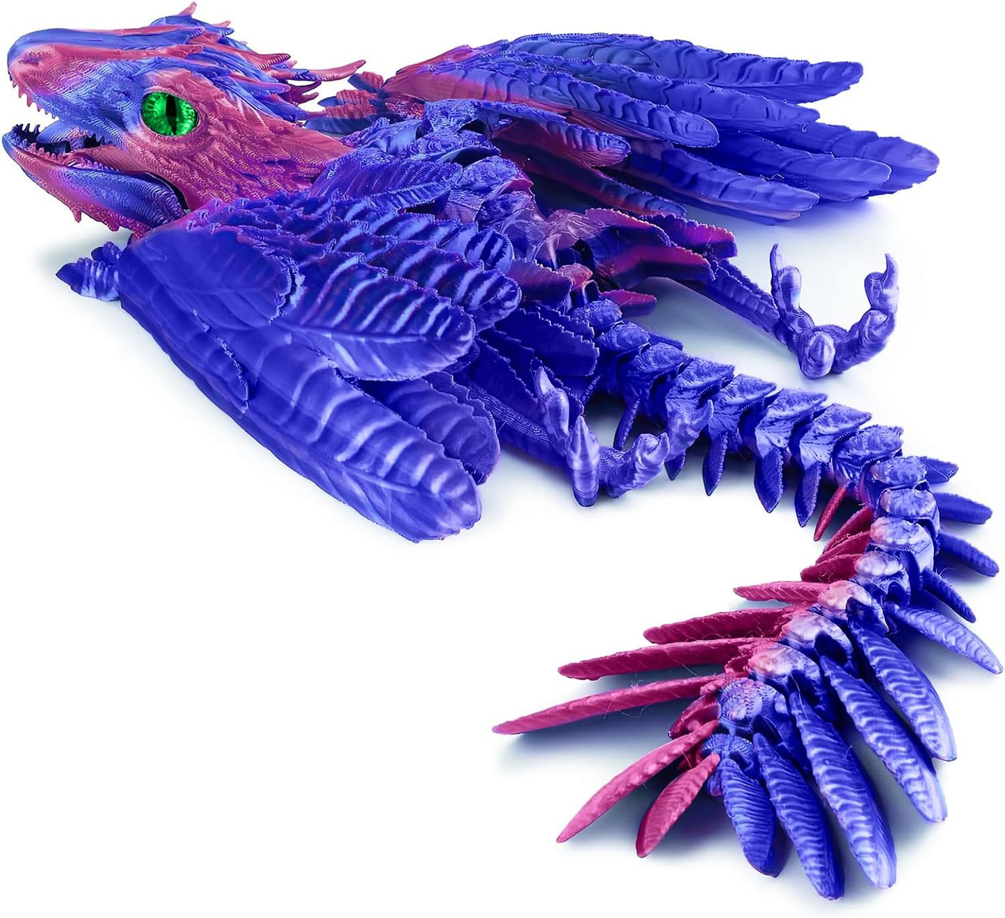 Feathered Wyvern Dragon, 12" 3D Printed Dragon, Articulated Dragon with Wings, Crystal Dragon Fidget Toy Surprise, 3D Printed Toys, Home, Office Desktop Pet
