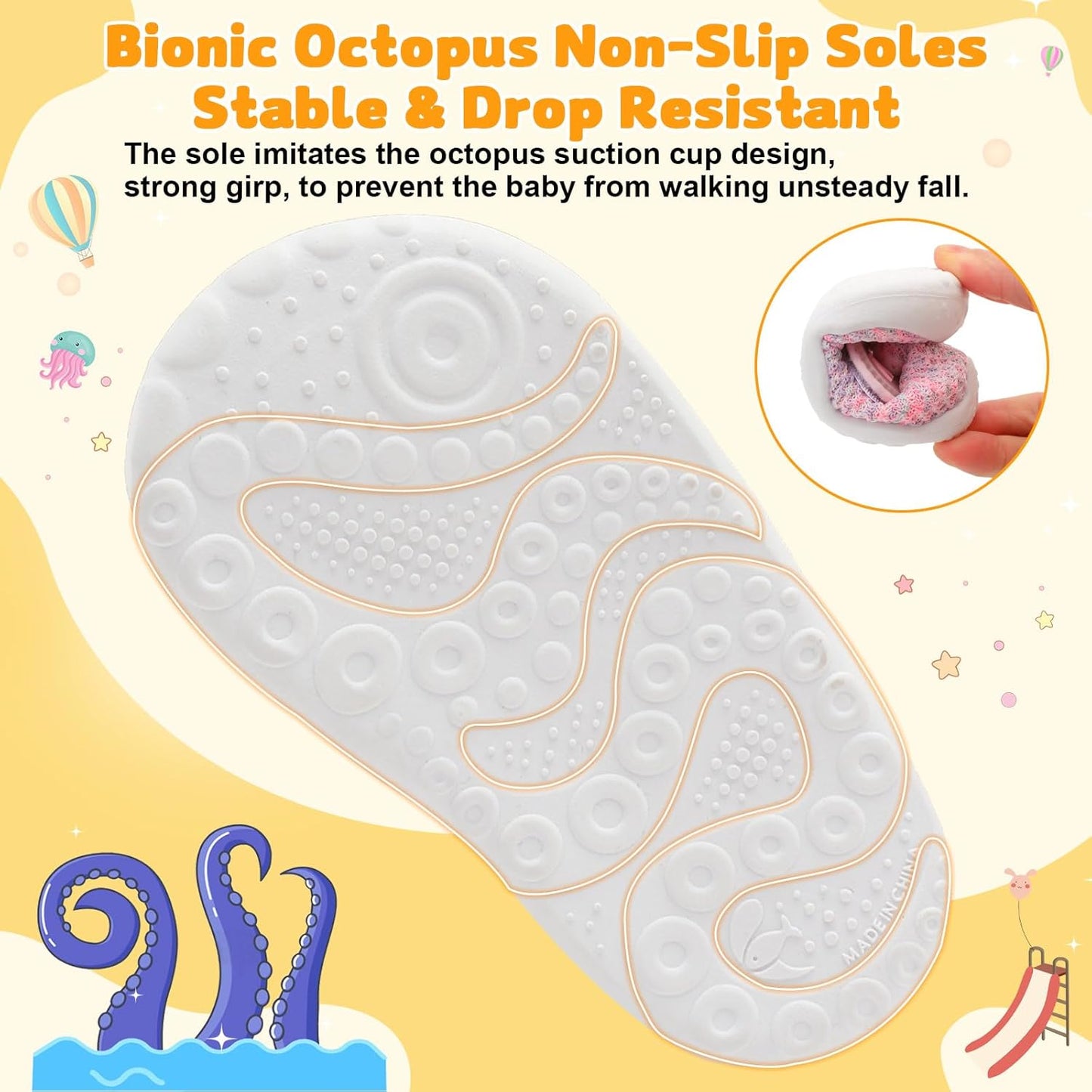 FEETCITY Baby First Walking Shoes Wide Baby Shoes Infant Sneakers Newborn Crib Shoe Barefoot Lightweight Slip On Shoe