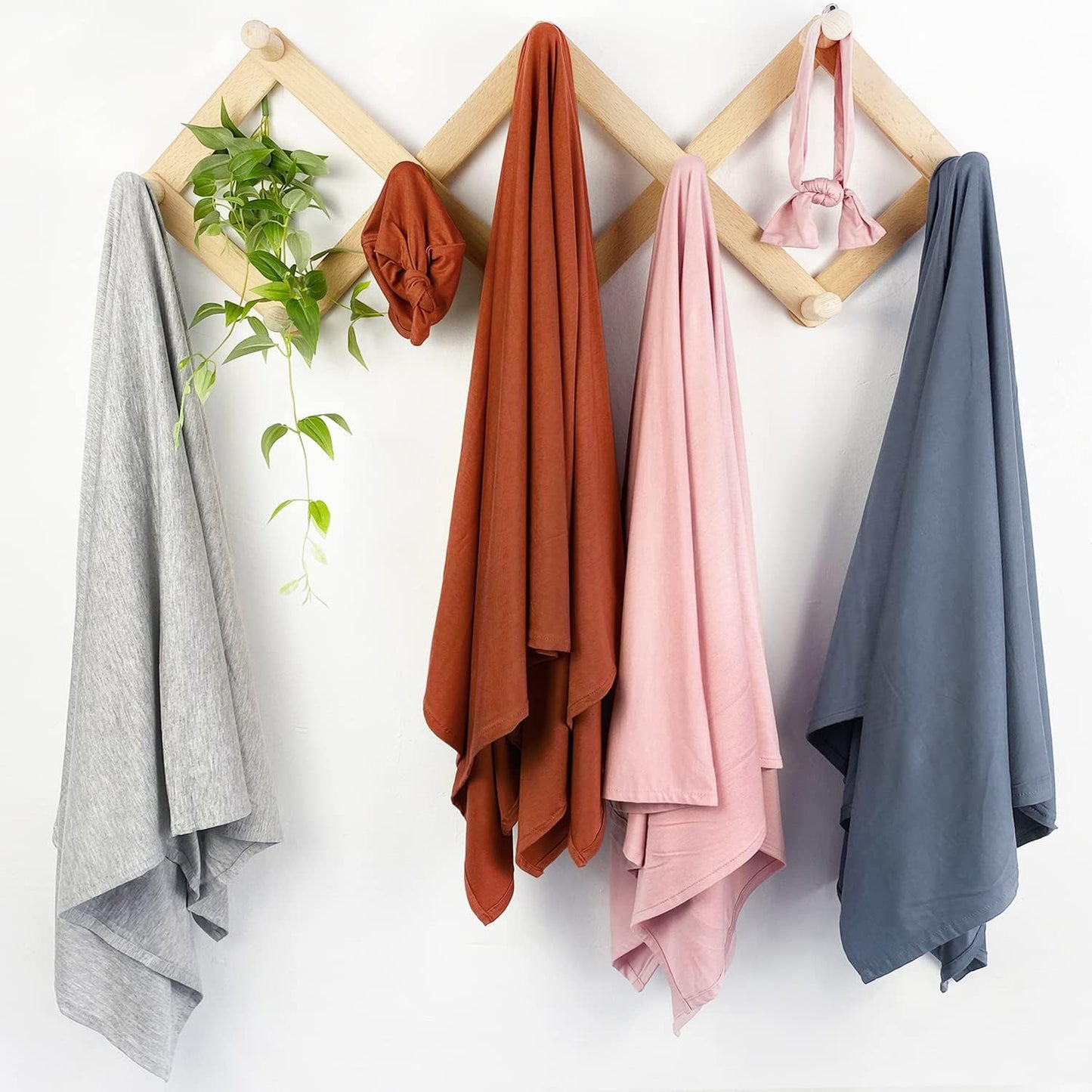 OWLOWLA Swaddle Blanket and Hat Set Newborn Swaddle Wrap Baby Receiving Blanket for Baby Boys Girls(Dim Gray)