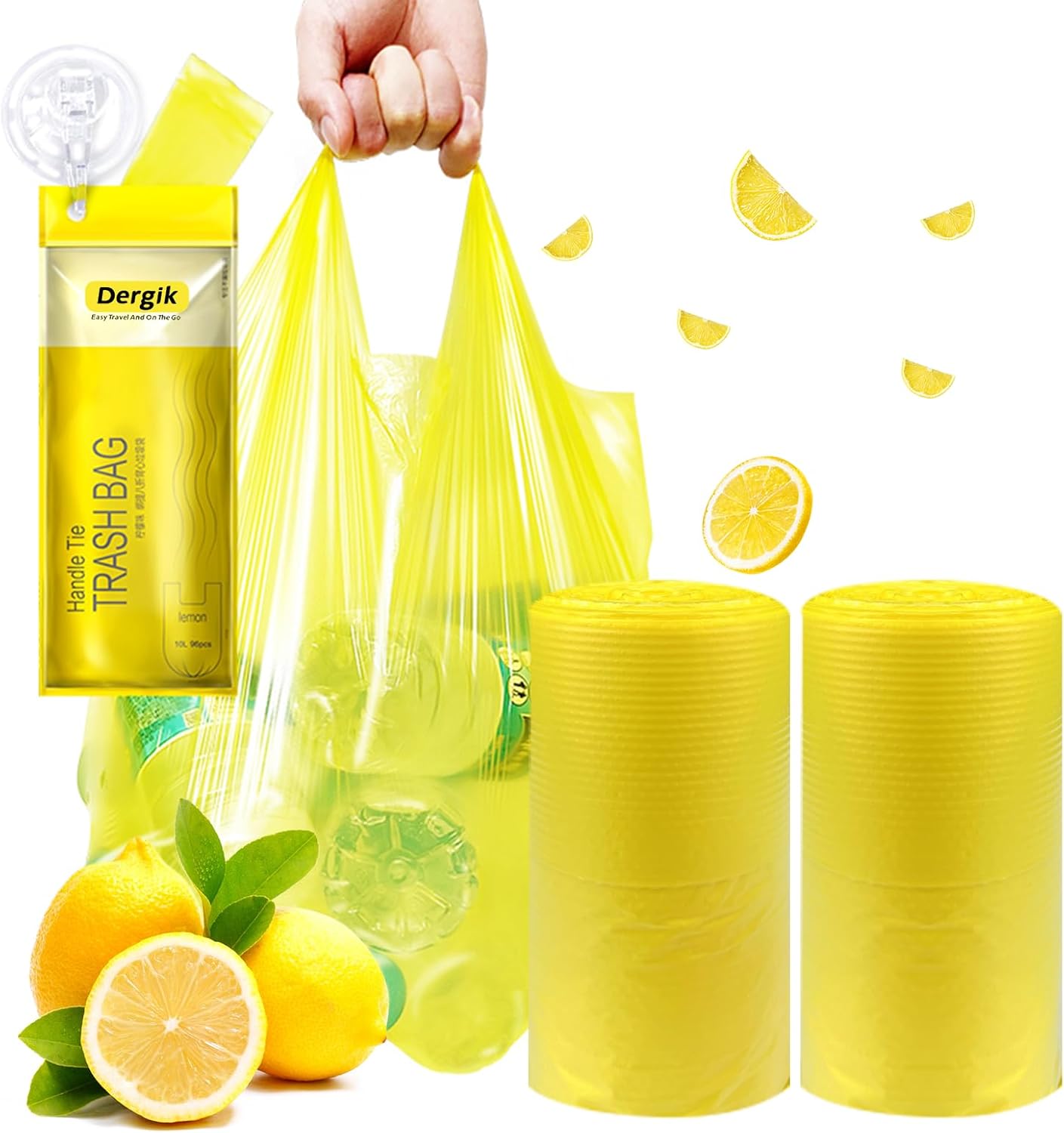 Large Adult Diaper Disposal Bags (18 x 23in), 96 Count, Lemon Scented, Waste Disposal for Elderly, Baby Dipaer Trash Bags, Sanitary Prouducts & Pet Waste Disposal, Yellow