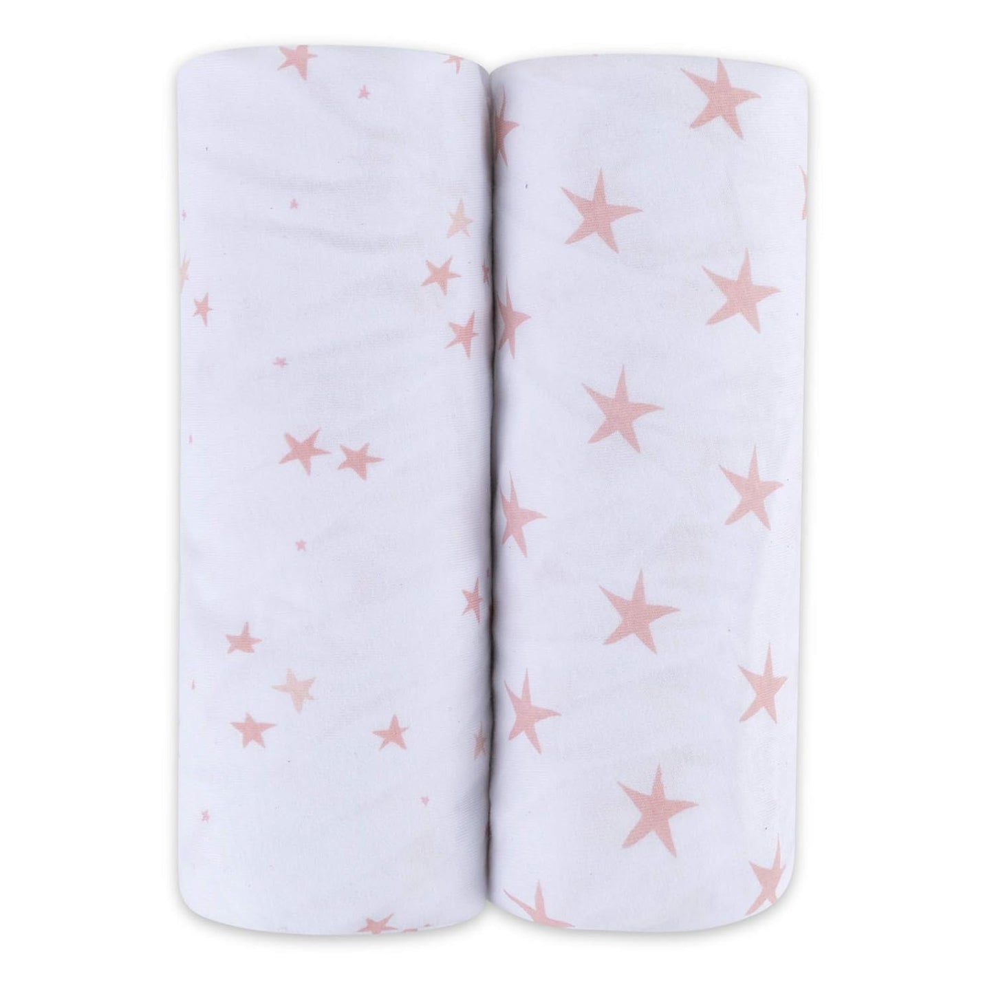Changing Pad Cover - Cradle Sheet 100% Jersey Cotton 2 Pack for Baby Girl-Dusty Rose and Mauve Pink Stars