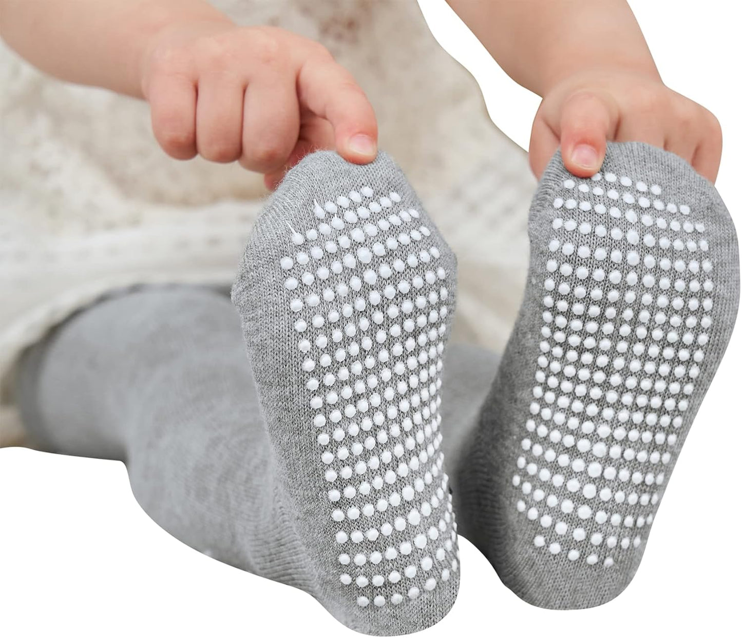 Zando Baby Girls Tights Cozy Cotton Infant Non Slip Grip Leggings Toddler Solid Knit Pantyhose Warm Newborn Stockings