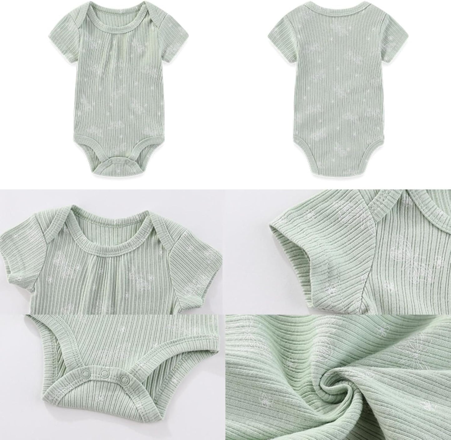 Four Seasons Baby Boy Girl Bodysuits 5-Pack Cotton Comfort Short Sleeve Baby Clothes Soft Infant Outfits