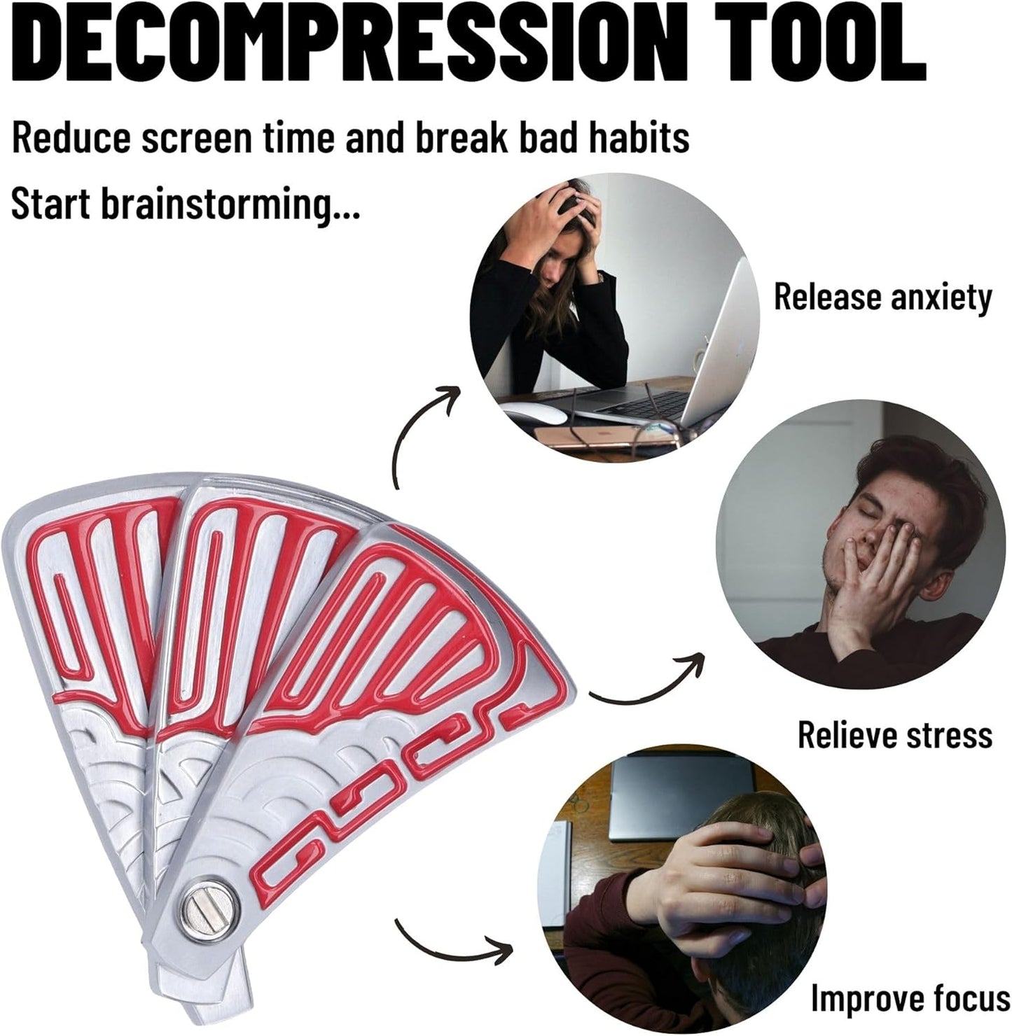 Metal Fidget Toys for Adults, Chinese Style Folding Fan Design Magnet Fidget Slider Haptic Slider EDC, ADHD Tool Anxiety and Stress Relief Toys, Birthday Gifts for Men (Red)…