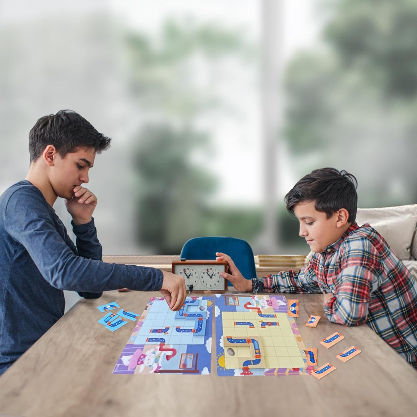 Logical Puzzle,Sequence Matching Game,with Game Cards(30 Scenes),Classic Path Planning Game,STEM Educational Toys,Family Game,Logic Labyrinth Games for Adults and Kids(2 Puzzles).