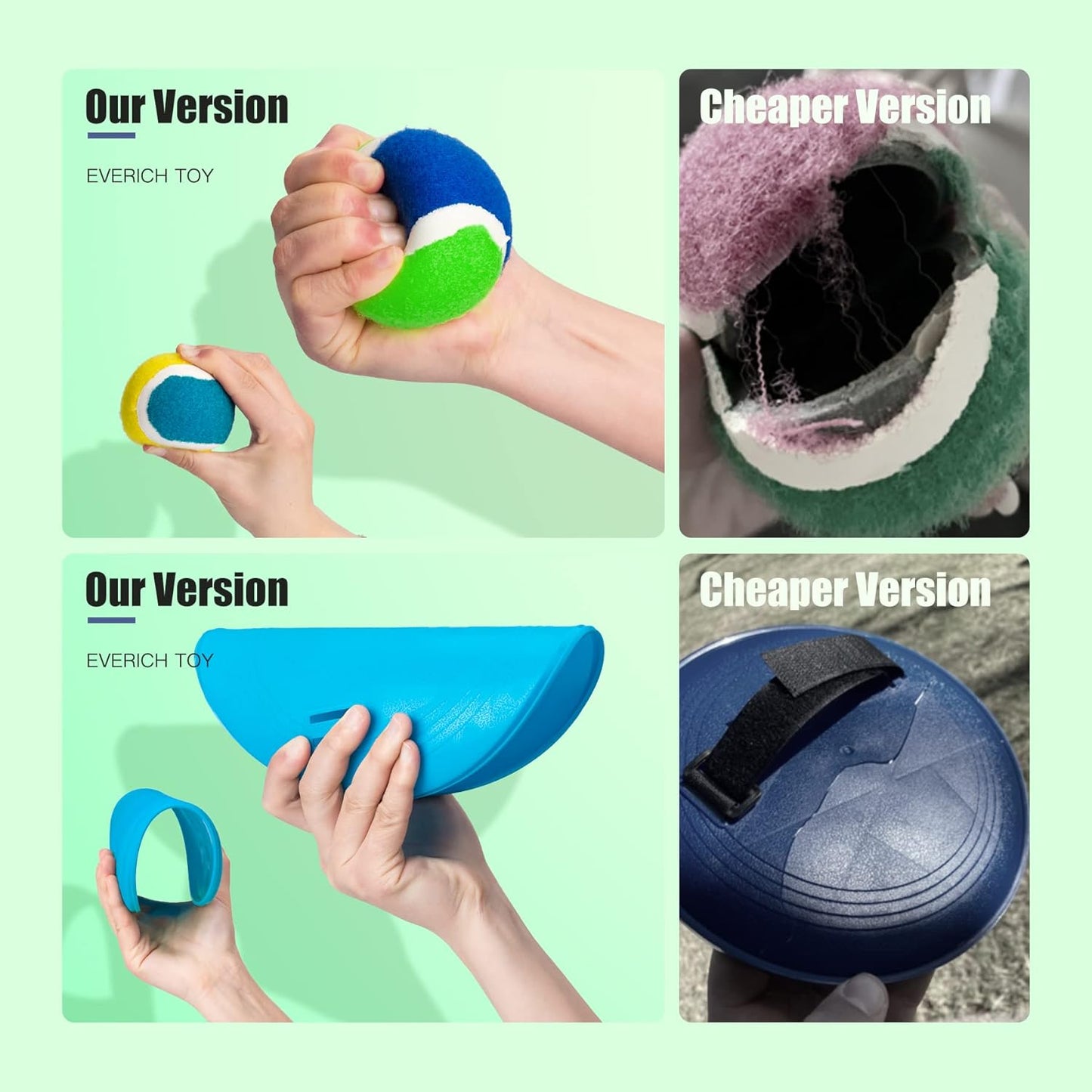 EVERICH Upgraded Toss and Catch Ball Game Set - Indoor and Outdoor Games for Kids 3-12, Beach Sand Pool Water Toy Includes 4 Paddles 4 Sticky Balls, Great Birthday Easter Gifts for Boys Girls