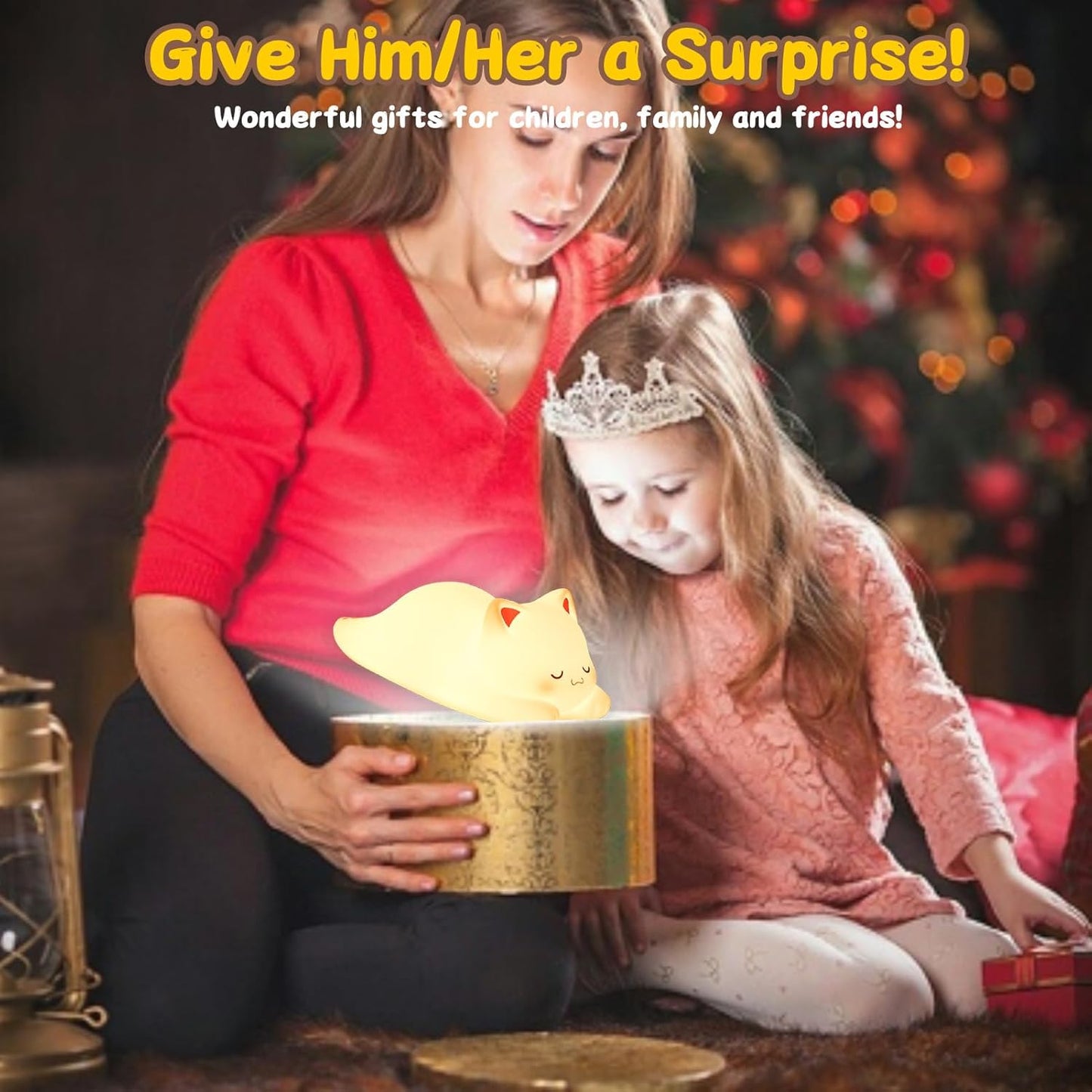 Tremdwoto Cat Night Light for Kids,Cute Colorful Night Light Baby Girl Squishy Night Light Lamp 1/3 Hour Timer Kitty Light Dimmable Nursery Lamp Nightlight (cat -Sleeping)