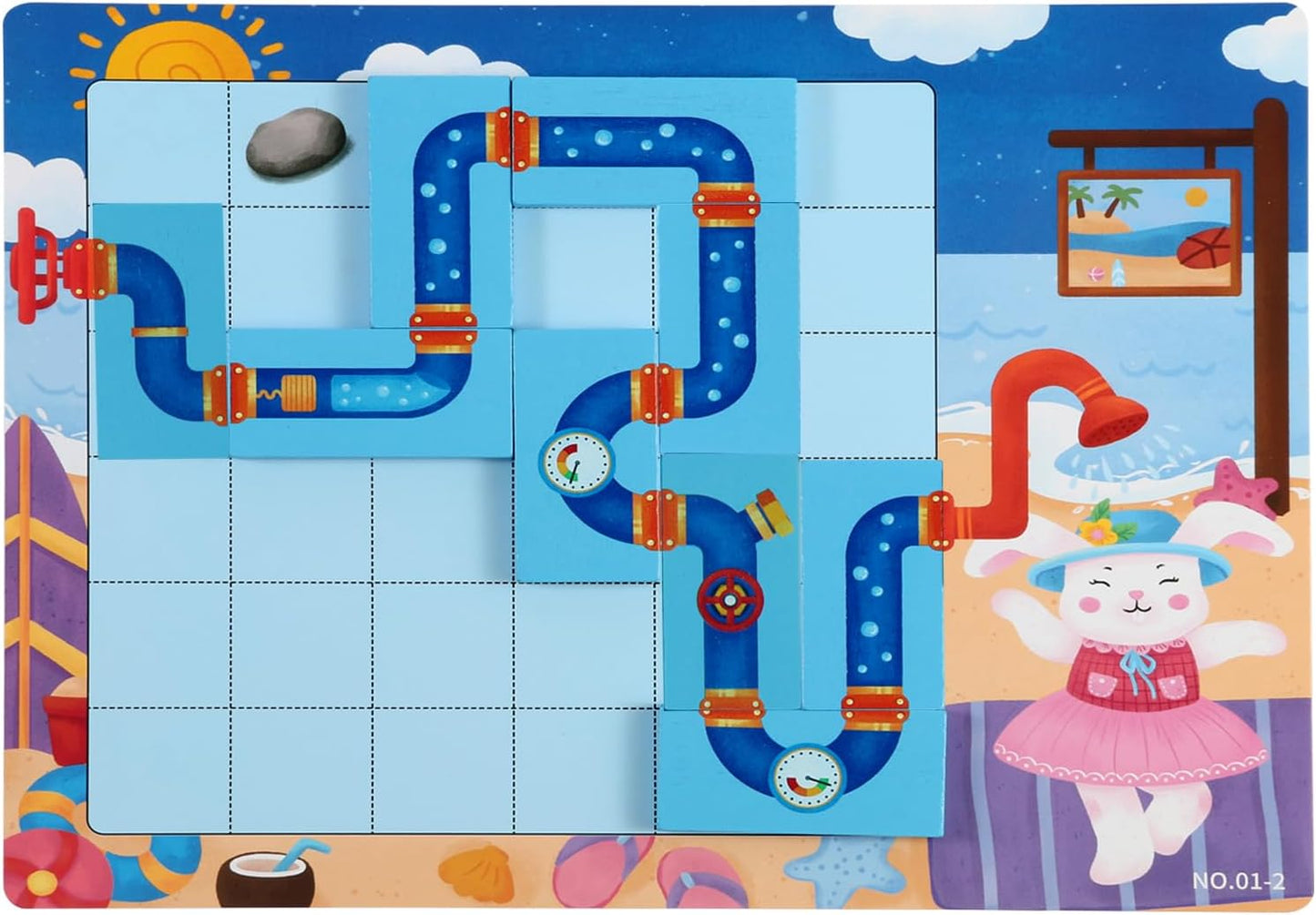 Logical Puzzle,Sequence Matching Game,with Game Cards(30 Scenes),Classic Path Planning Game,STEM Educational Toys,Family Game,Logic Labyrinth Games for Adults and Kids(2 Puzzles).