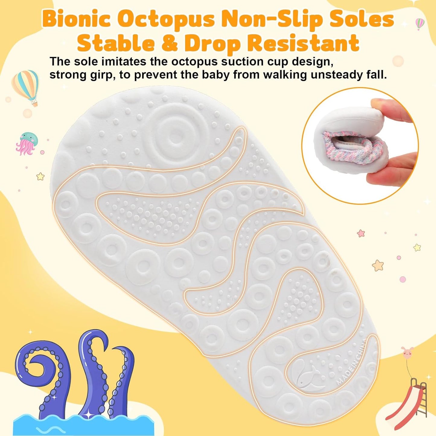 FEETCITY Baby First Walking Shoes Wide Baby Shoes Infant Sneakers Newborn Crib Shoe Barefoot Lightweight Slip On Shoe