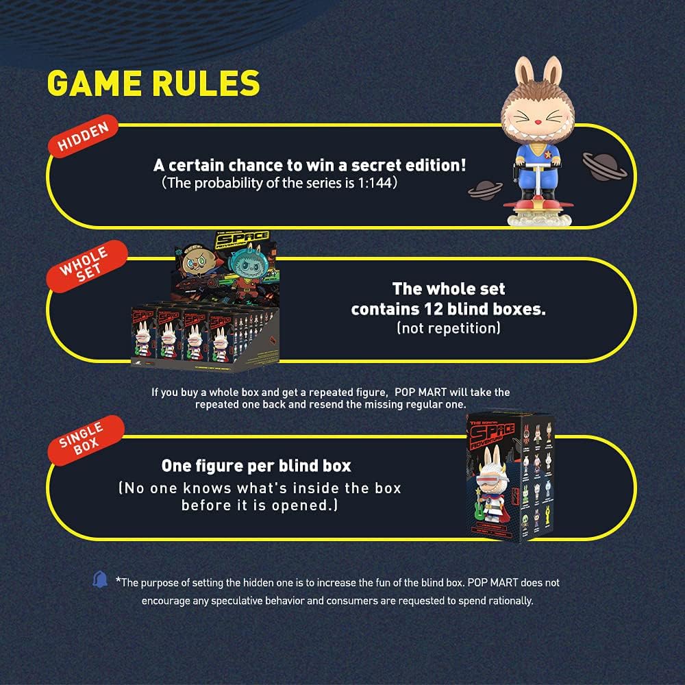 POP MART LABUBU Space Adventure Series 1PC Blind Box Toy Box Bulk Popular Collectible Random Art Toy Hot Toys Cute Figure Creative Gift, for Christmas Birthday Party Holiday