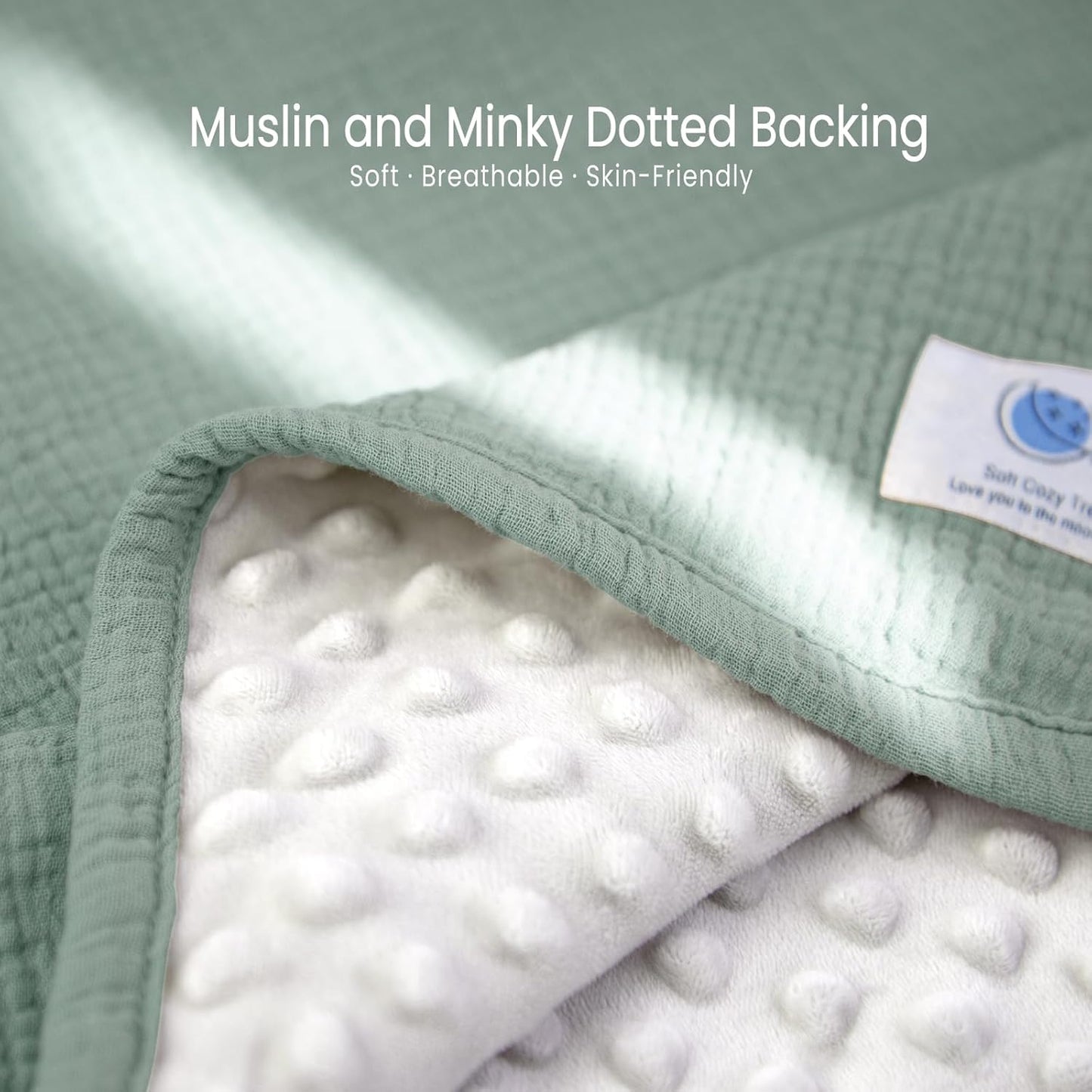 lulumoon Baby Blanket for Newborn Receiving: Minky Dot & Muslin Lightweight - Thermal Blanket Gift for Baby Shower & Hospital Welcoming 30"x40"(Sage)