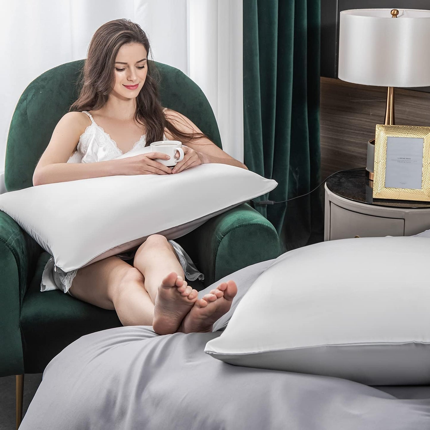 Mulberry Silk Pillowcase for Hair and Skin,Cooling Silk Pillow Case with Hidden Zipper,Allergen Proof Dual Sides Soft Breathable Smooth Silk Pillow Cover for Women (Light Gray, Toddler)