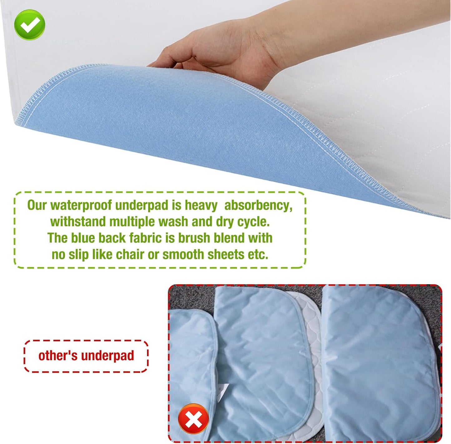 Bamuho Bed Pads for Incontinence Washable with 4 Layers of Protection, Waterproof Bed Pads Large 34" x 52" Great for Adult, Children and Pets
