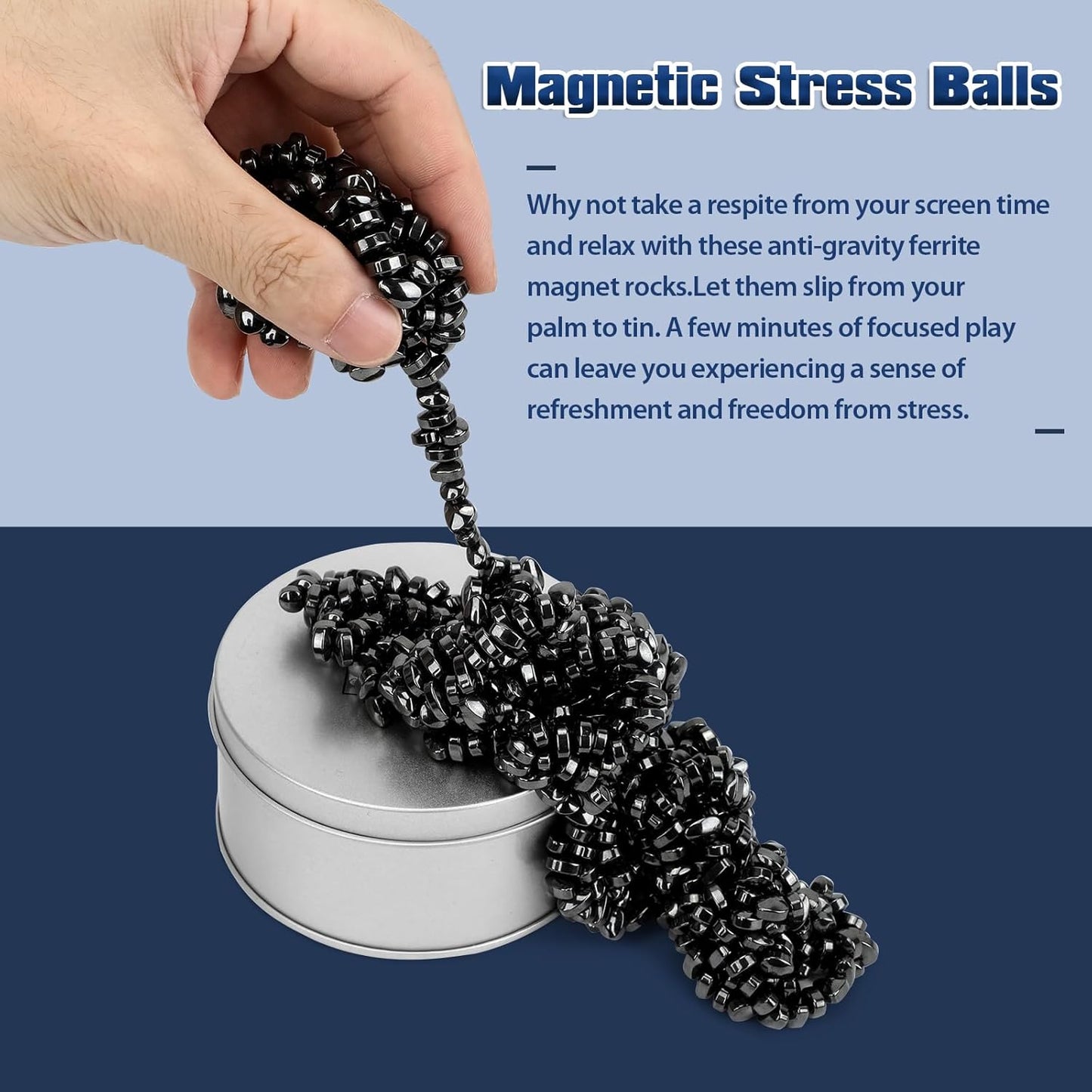 Magnetic Putty Over 600 Weak Magnetic Beads Fidget Ferrite Putty Crags Magnetic Stones Fun Quiet Magnetic Balls Fidget Toys for Office and Desk (Black)