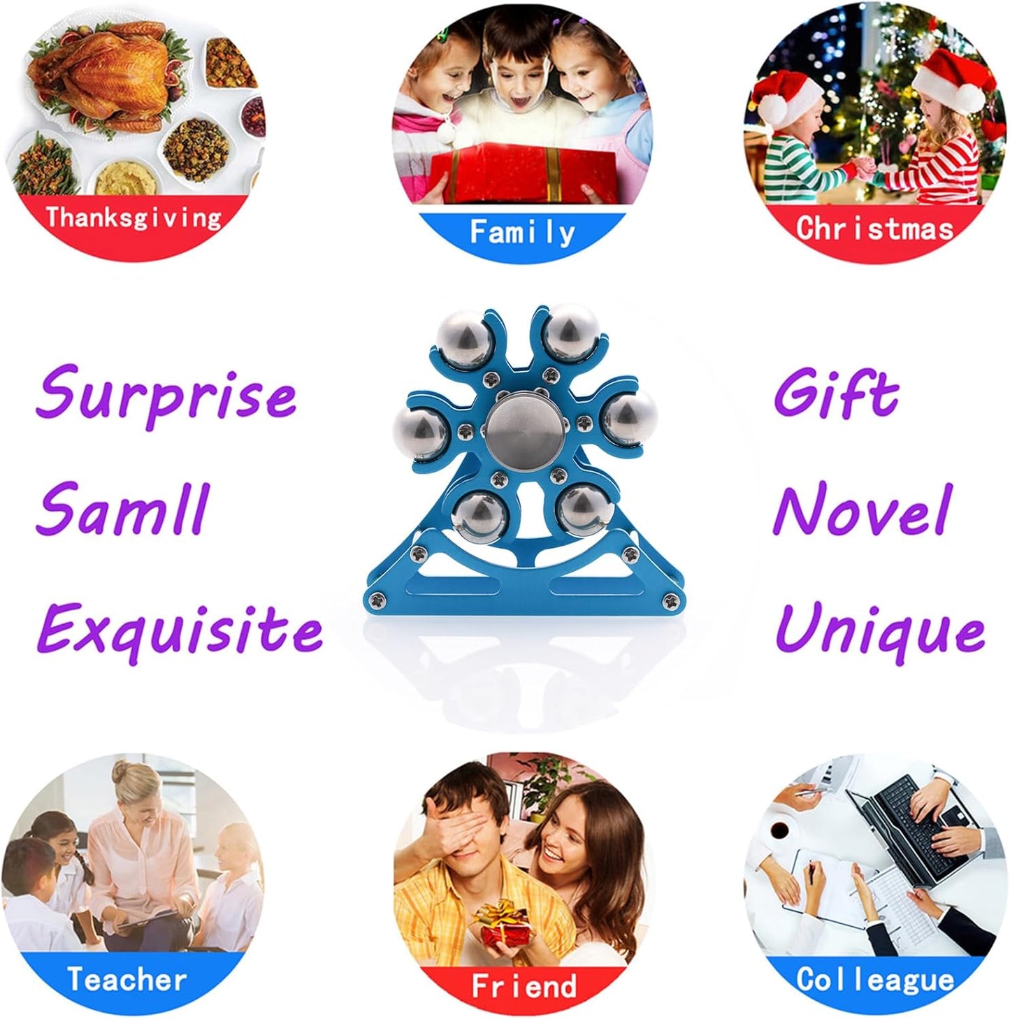Desk-Fidget-Toys for Ferris-Wheels-Spinner: 4mins Kinetic-Metal-Spinner, Cool-Gadgets-Stuff for Kid Children Teen Adult EDC-Toy, ADHD Tools Stress Relief for Office Home School Men Woman Christmas