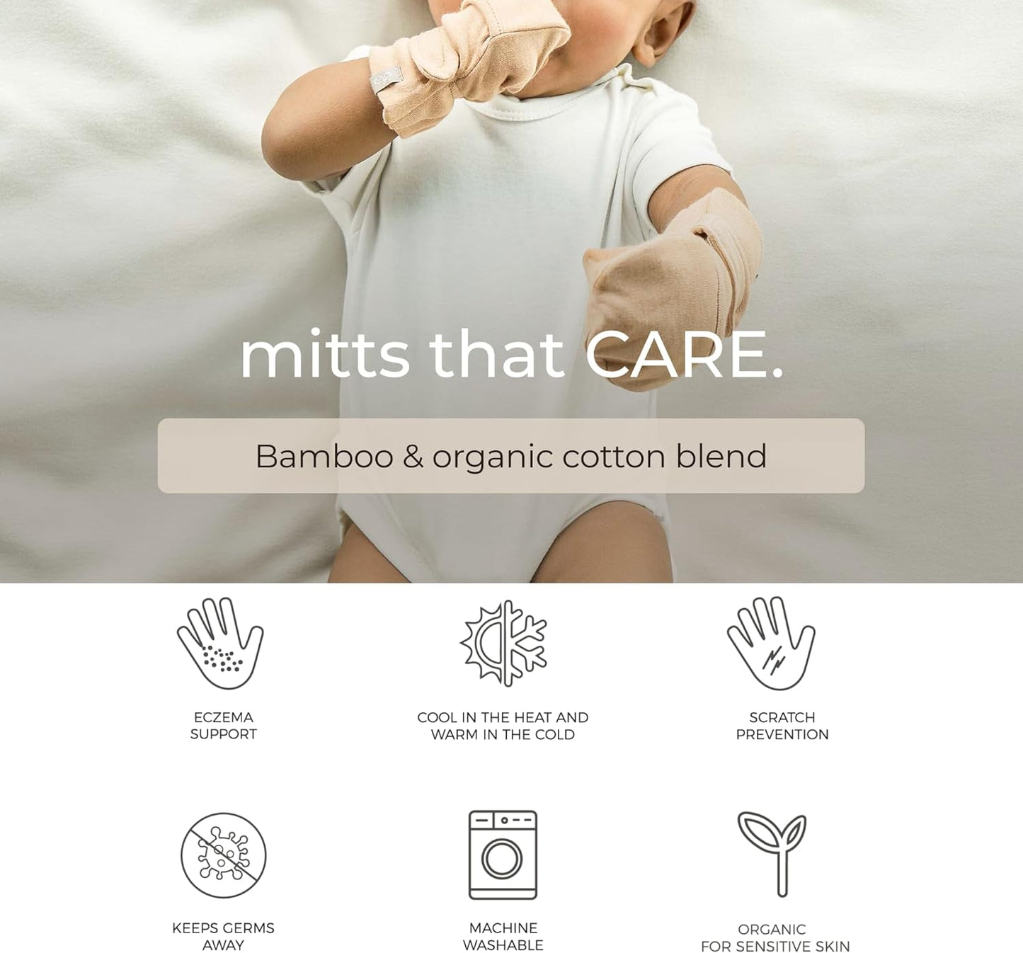 goumikids Viscose Made from Bamboo Cotton Anti-Scratch Soft Stay-On Mitts