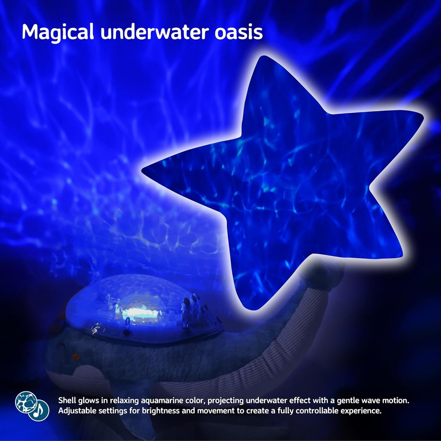 Cloud b Ocean Projector Nightlight with White Noise Soothing Sounds | Adjustable Settings and Auto-Shutoff | Tranquil Whale Family - White