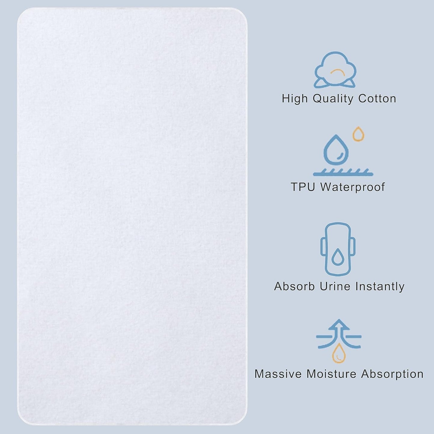 Flannel Crib Protector Pad,100% Waterproof Mattress Protector Pad, One Size, 34" X 36"