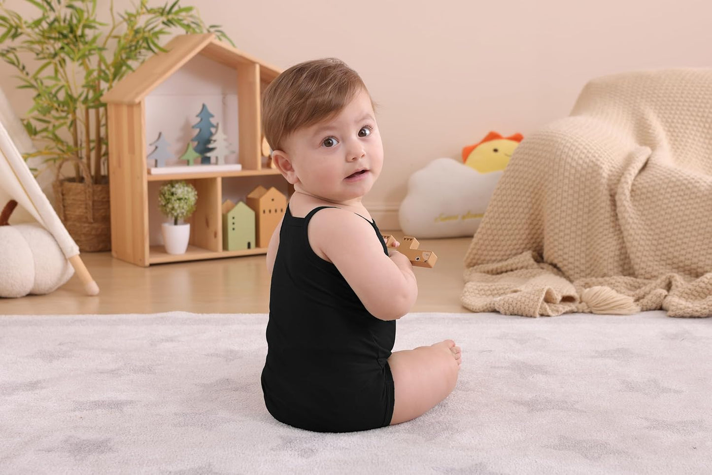 GUISBY Rayon Made from Bamboo Undershirt boy Girl Bodysuit for baby 3-Packs