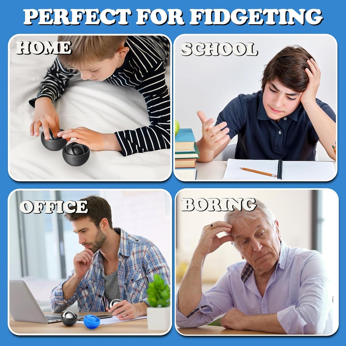 Fidget Toys Adults 2 PCs, Sensory Figette Spinner Anxiety Stress Relief Toys Quiet Fidgets Gyro for Autism ADHD Kids Gifts Cool Gadget Office Desk Toy Easter Basket Stuffers for Teen Boys