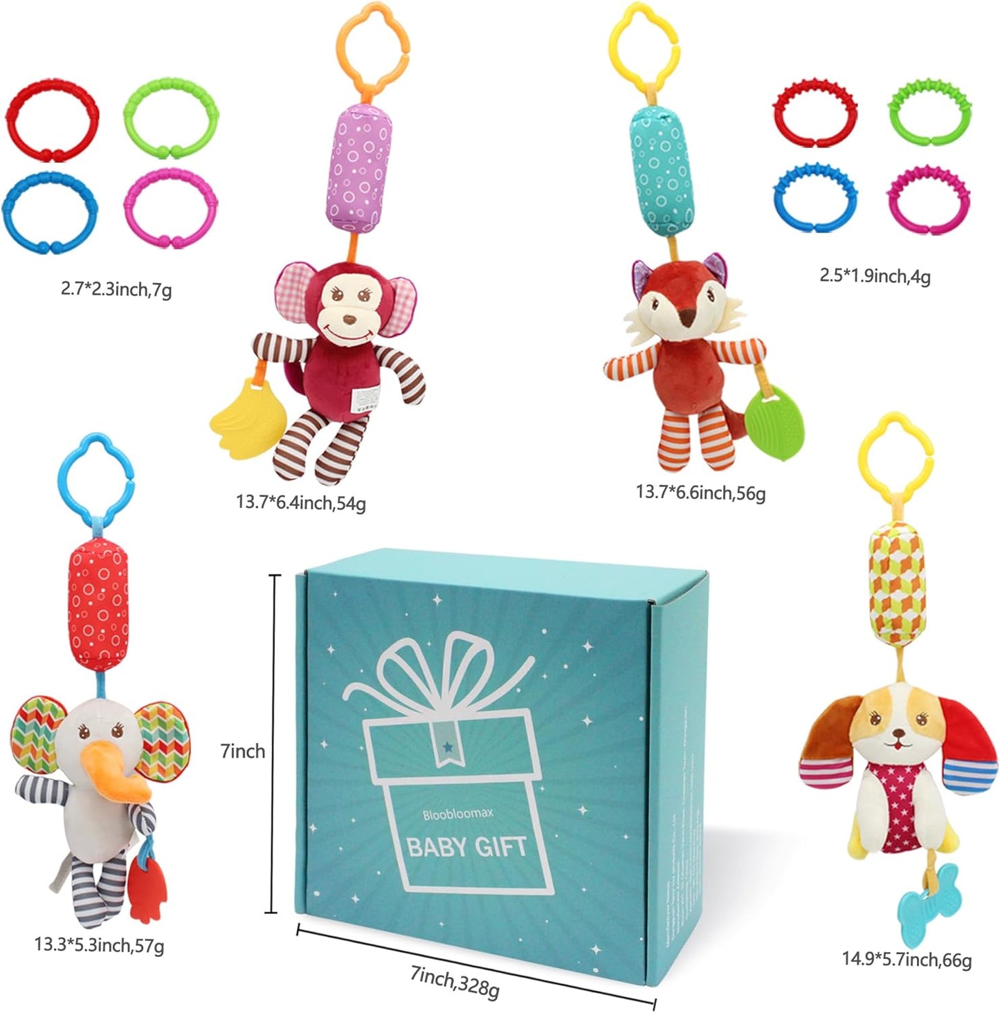 BLOOBLOOMAX Sock rattles for Babies 0-24 Months Baby Animal Foot Finder Educational Toys