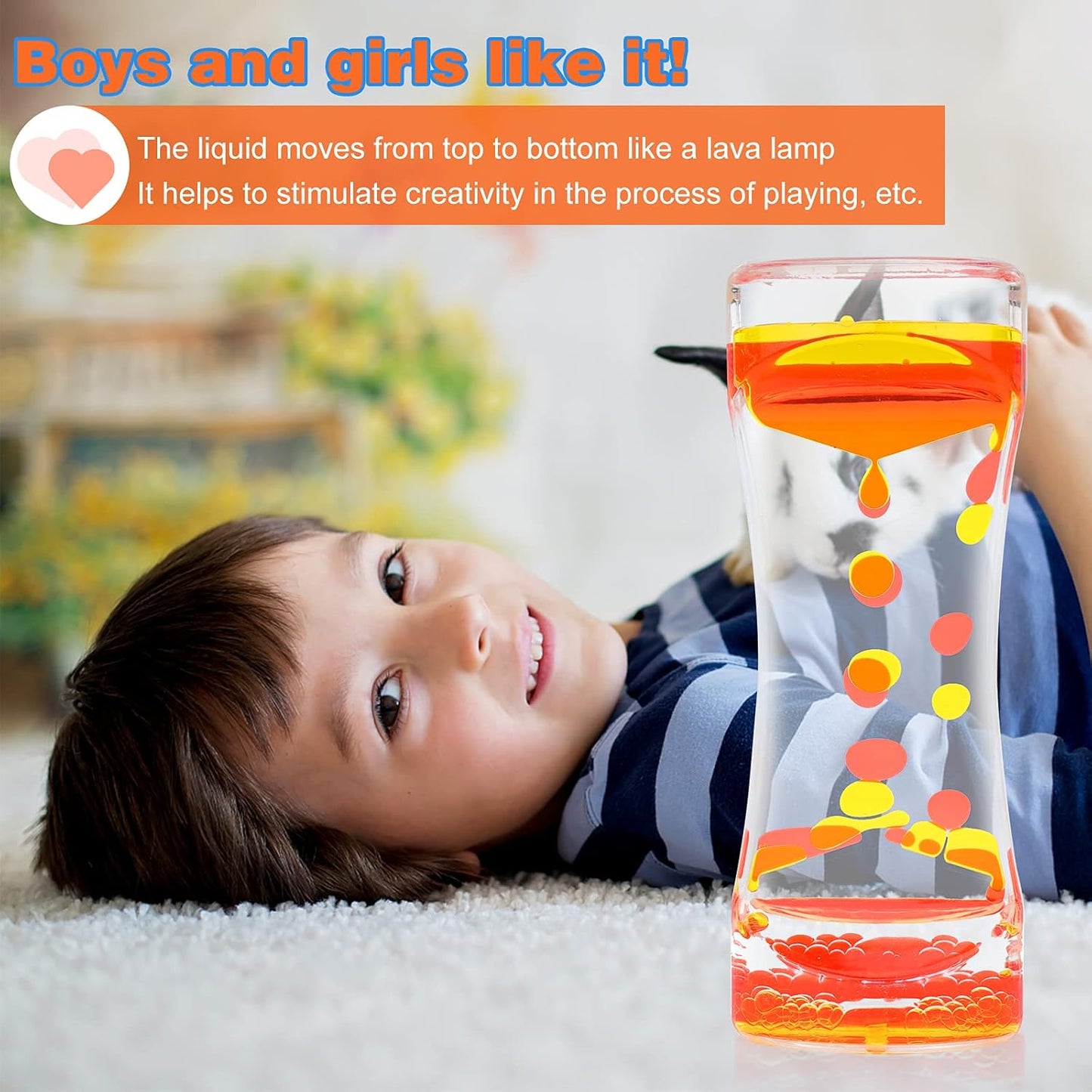 Liquid Motion Bubbler Timer Diamond Shaped Liquid Timer for Fidget Toy,Autism Toys, Children Activity, Calm Relaxing,Penguin Desk Toys and Home Ornament (Red and yellow-ordinary)