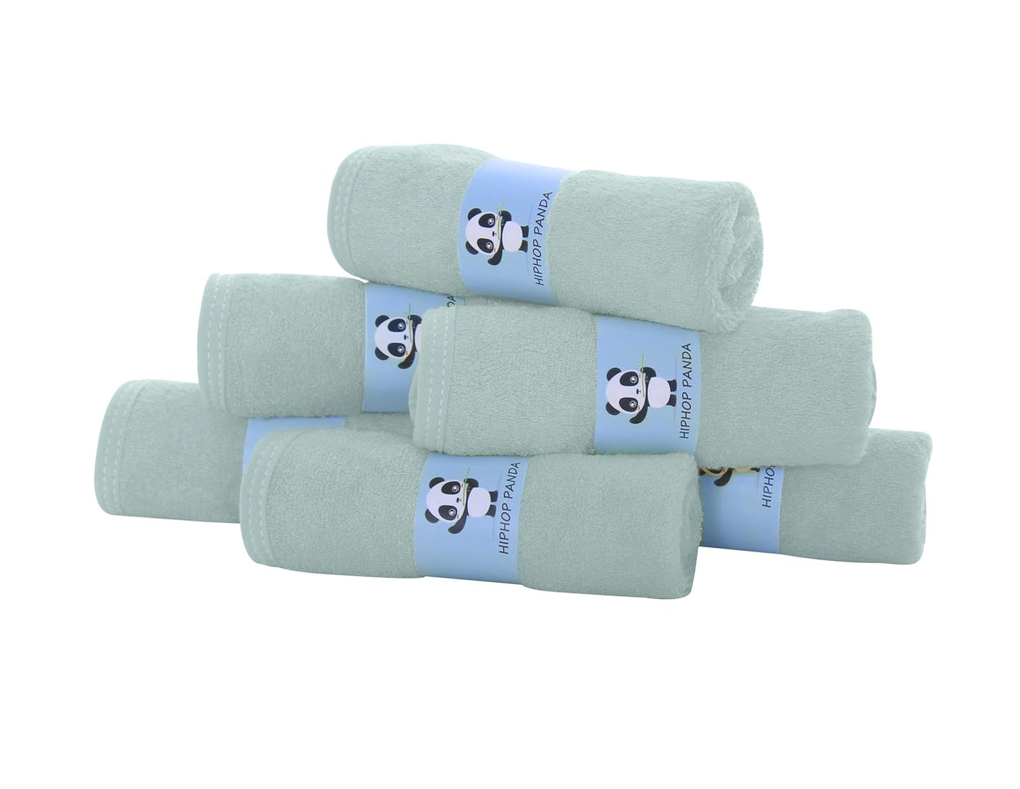 HIPHOP PANDA Baby Washcloths, Rayon Made from Bamboo - 2 Layer Ultra Soft Absorbent Newborn Bath Face Towel - Reusable Baby Wipes for Delicate Skin - Green, 6 Pack