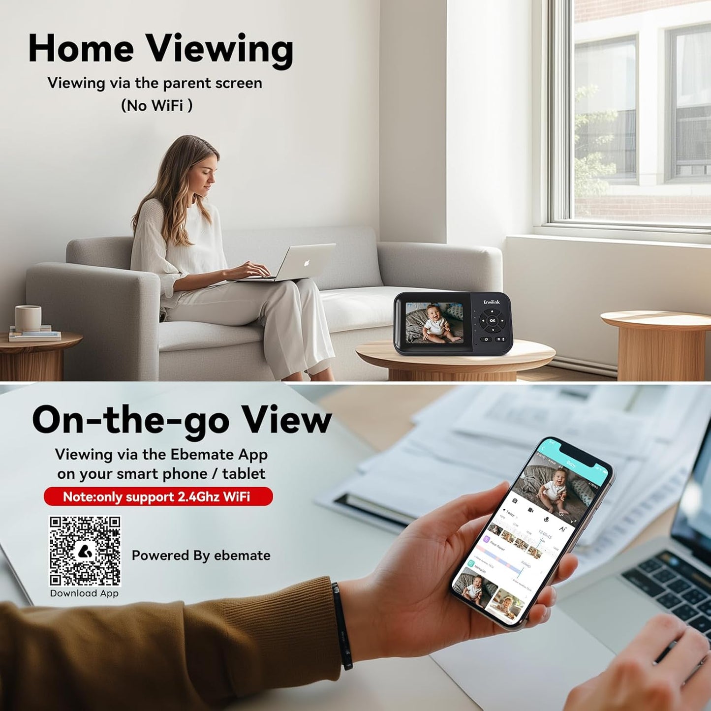 Smart Video Baby Monitor,2.8inch Display,1080p Camera,1500ft Long Range,WiFi On/Off Switch,Night Vision,Feeding Clock,Temperature Detection,2-Way Talk,Free Smart Phone App