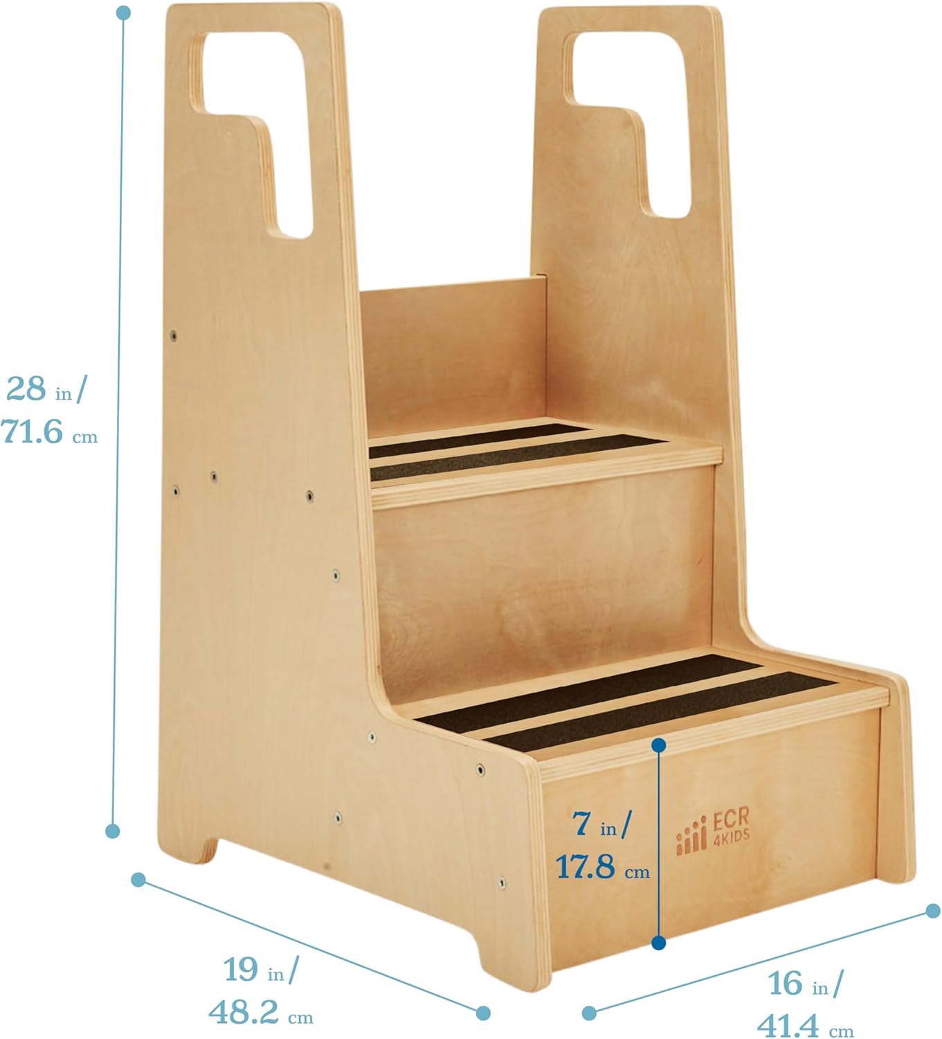 ECR4Kids Reach-Up Step Stool with Handles, Kids Furniture, Natural