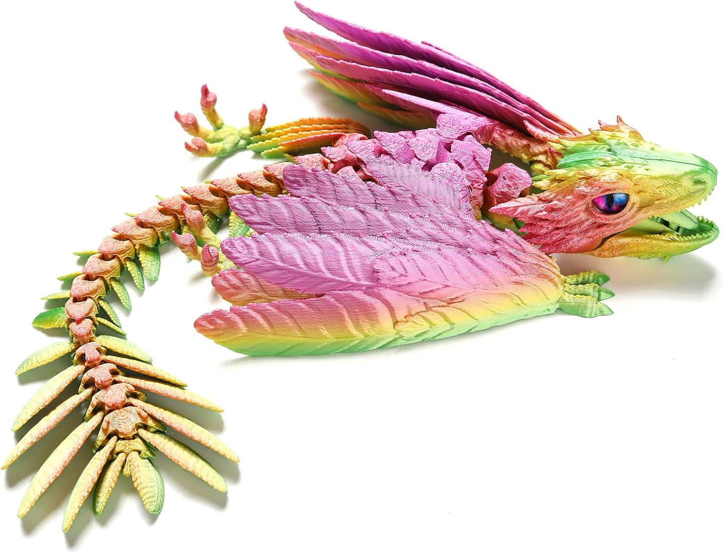 Feathered Wyvern Dragon,3D Printed Dragon with Wings,Articulated Dragon,Fidget Toy Surprise,Desktop Pet (Rainbow)