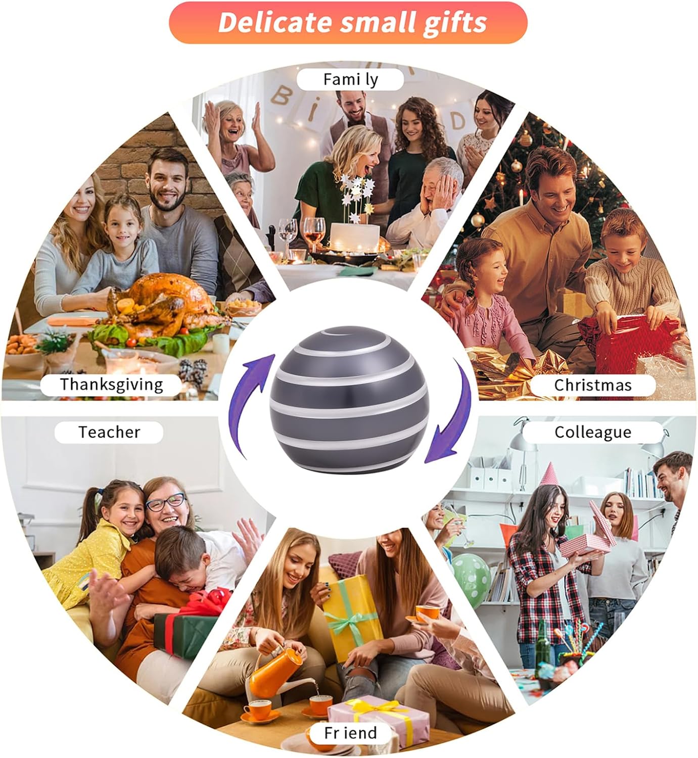 Desk-Toys for Fidget Kinetic-Cool-Gadgets: Cool-Stuff for Kid Children Teen Adult, Optical-Illusion Toy for Office School Home Women Men Christmas Stress-Relief-Gifts 180 Seconds Spinning